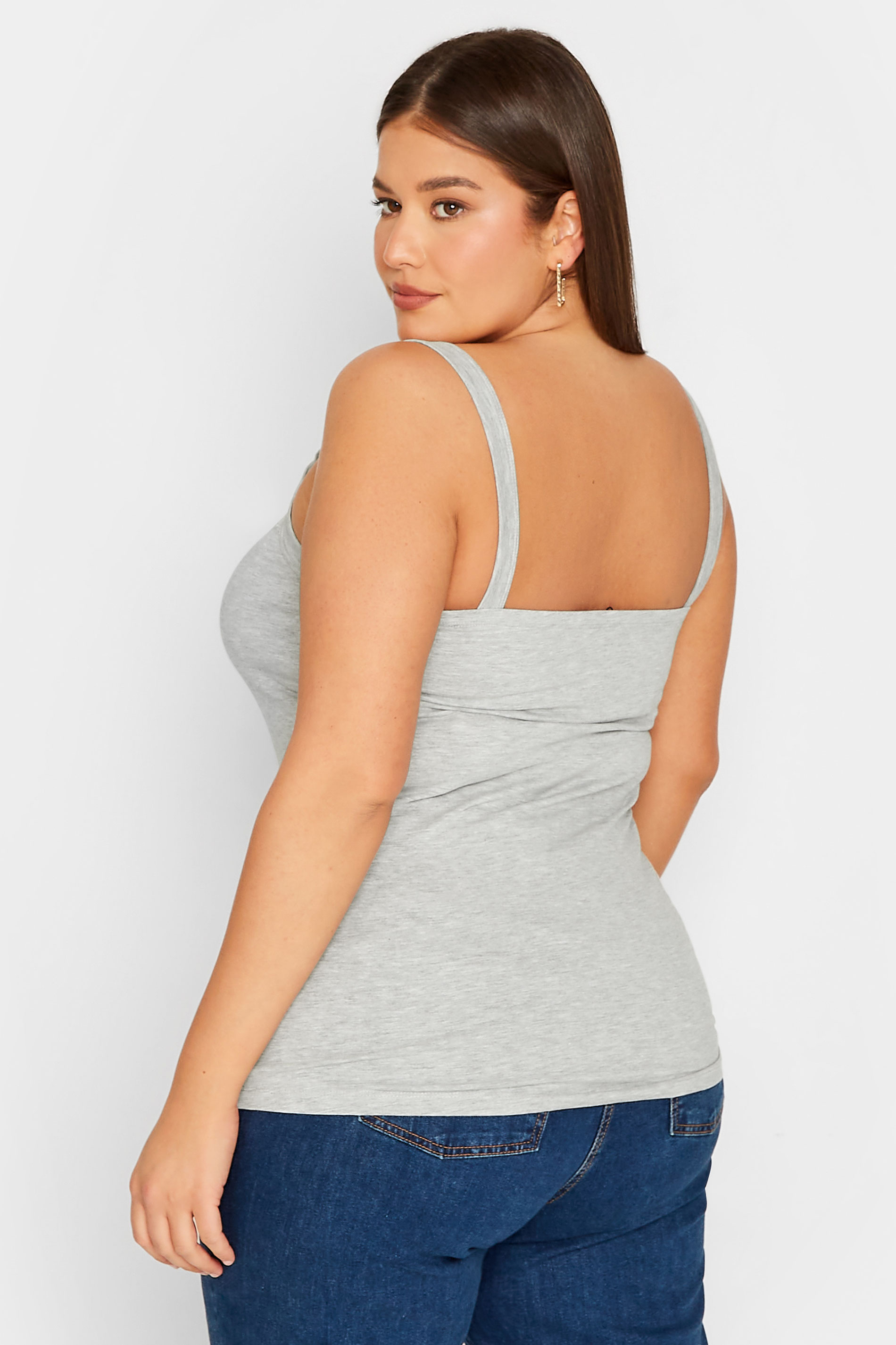 LTS Tall Women's Grey Marl Square Neck Vest Top | Long Tall Sally 3