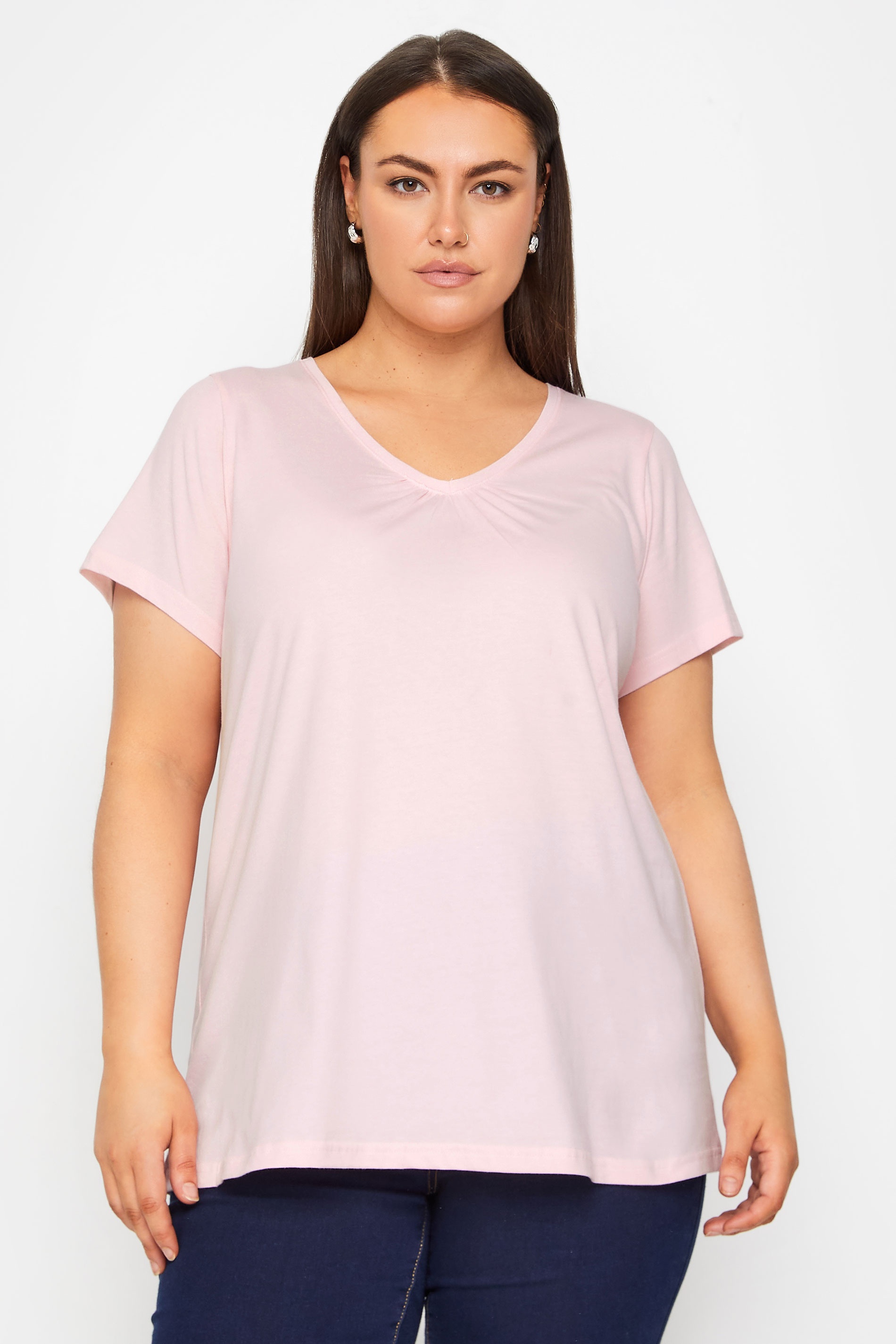 Evans Pink V-Neck T-Shirt 1