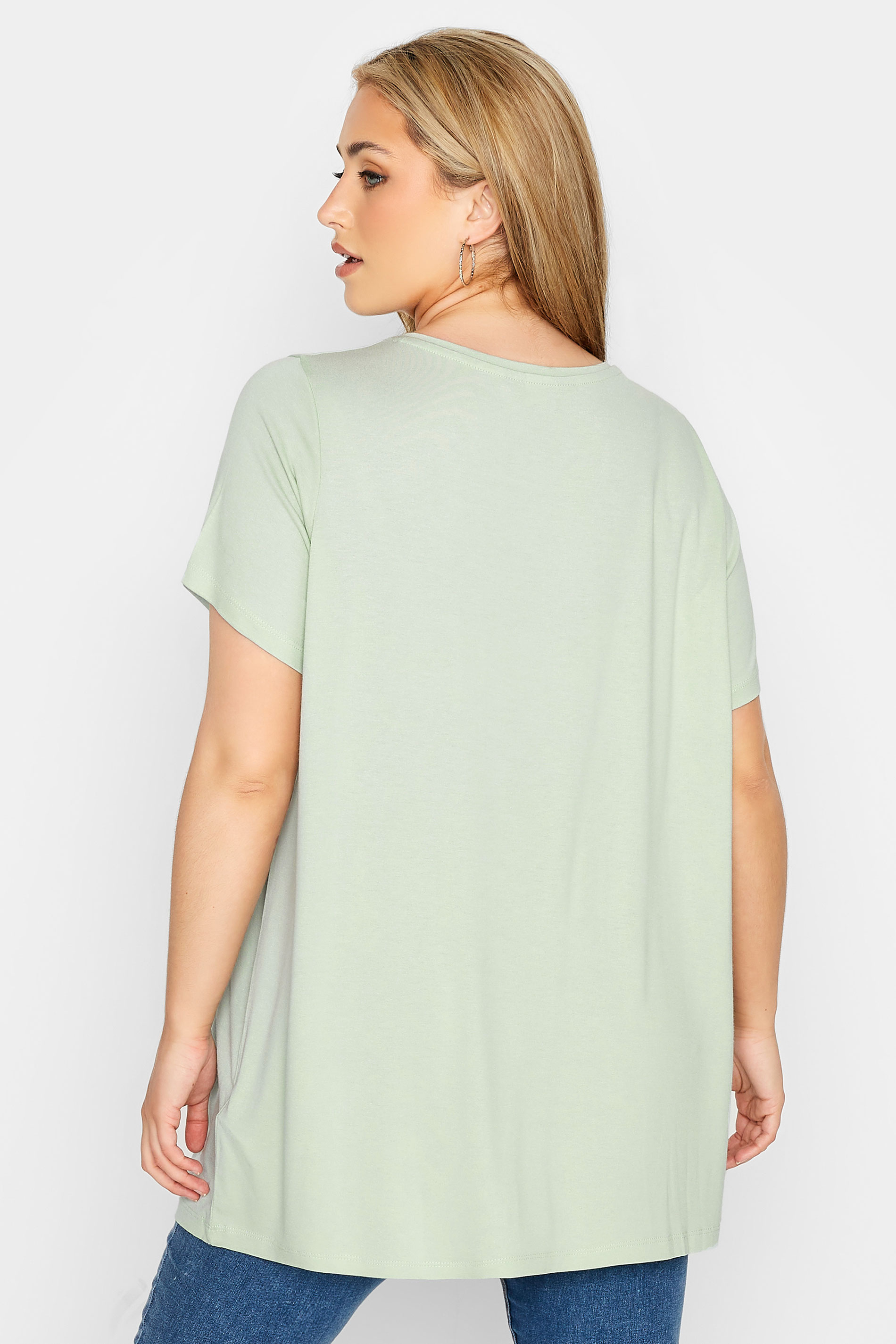 Grande taille  Tops Grande taille  Tops à Slogans | T-Shirt Vert Menthe Papillon 'Only For You' - NH68863