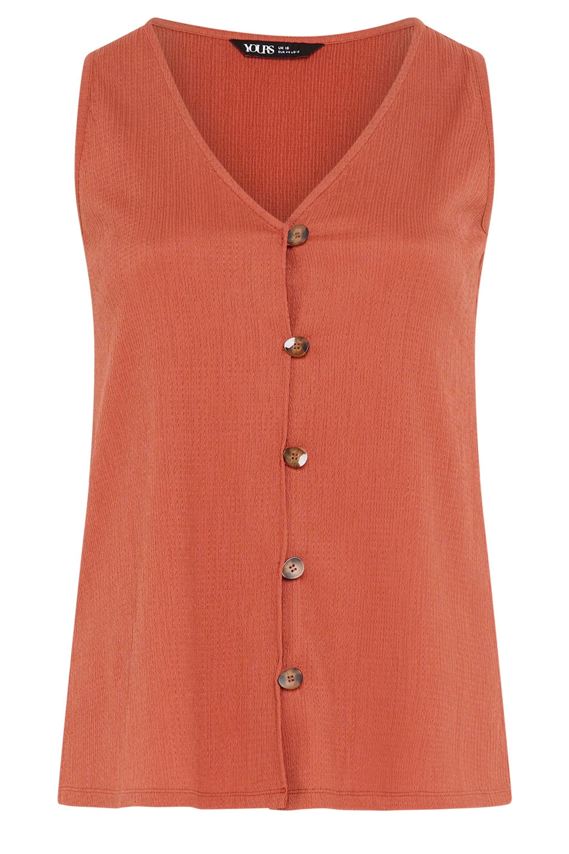 YOURS Plus Size Orange Textured Waistcoat | Yours Clothing 5