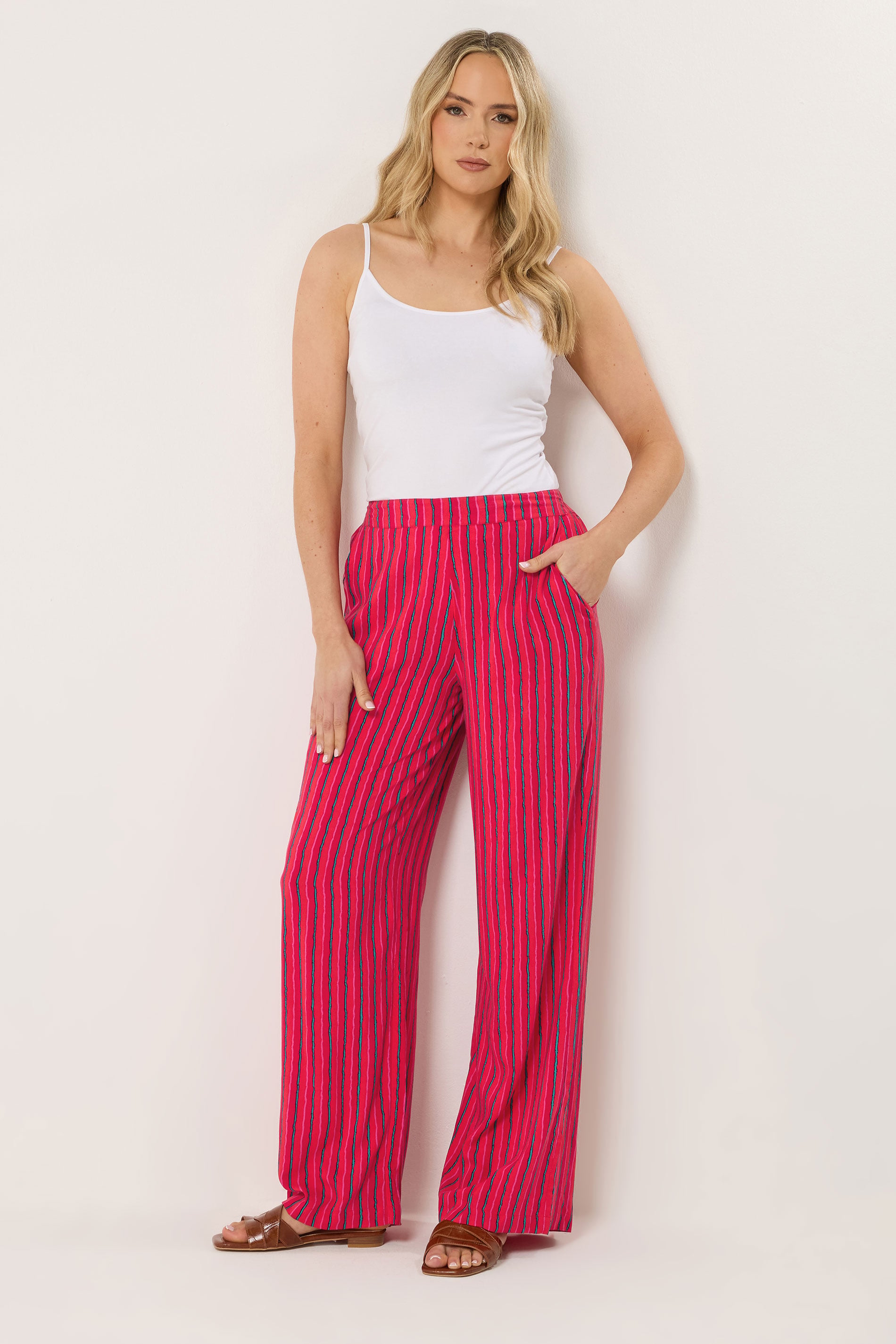 LTS Tall Women's Red Stripe Wide Leg Trousers | Long Tall Sally 1
