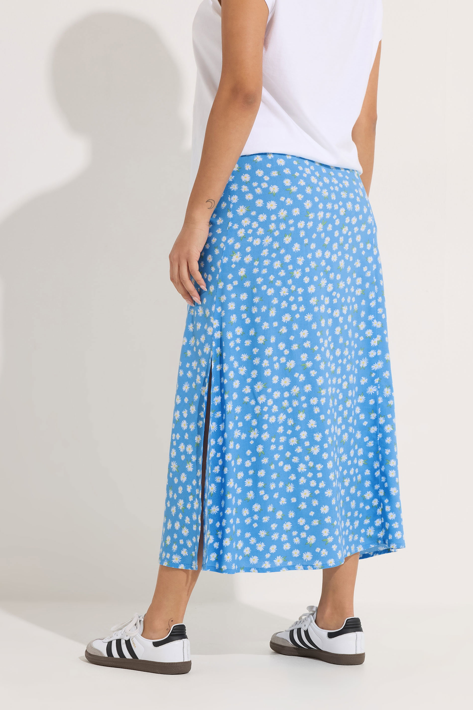 PixieGirl Petite Women's Blue Floral Midi Skirt | PixieGirl 2