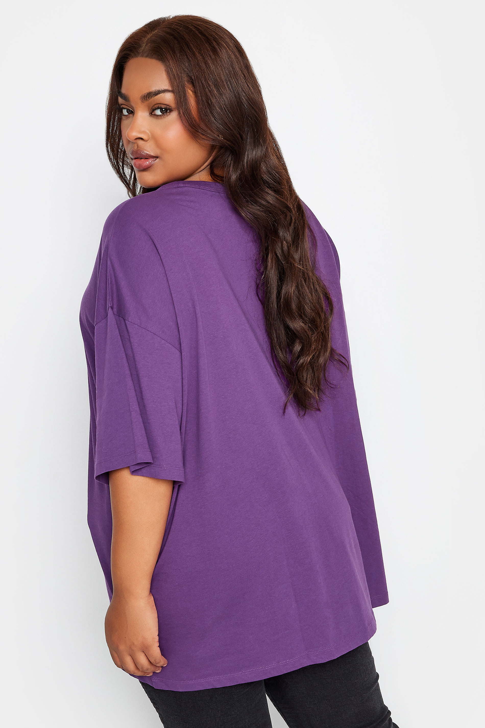 YOURS Plus Size Purple Oversized Boxy T-Shirt | Yours Clothing 3