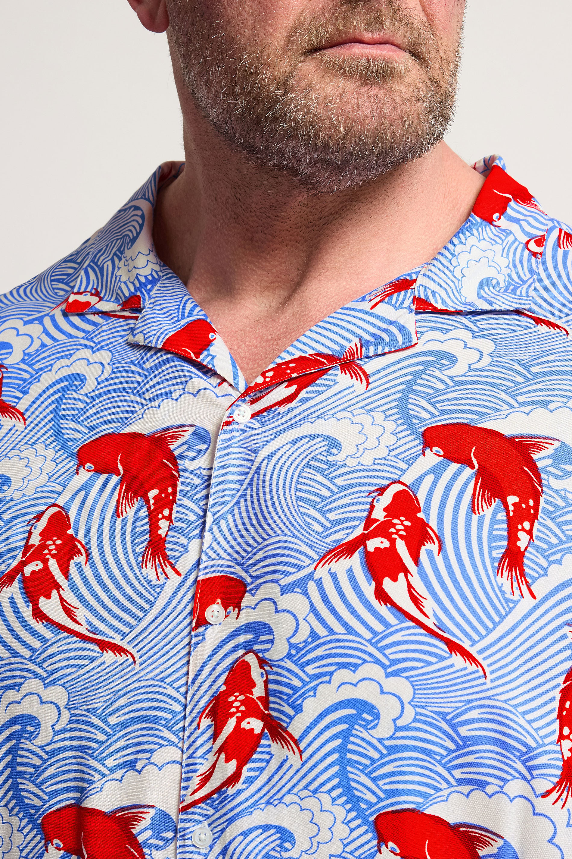 BadRhino Big & Tall Blue Koi Fish Print Shirt | BadRhino 5
