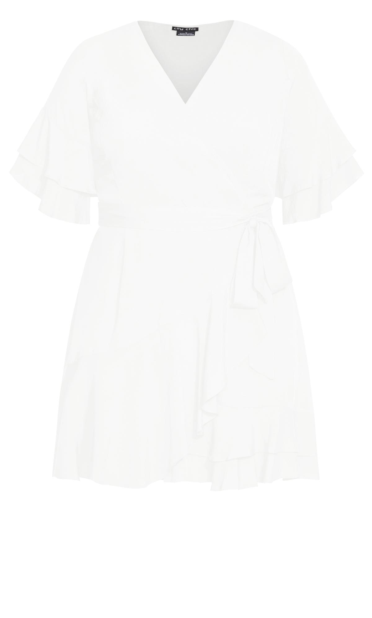 Evans White Ruffle Hem Wrap Mini Dress 3