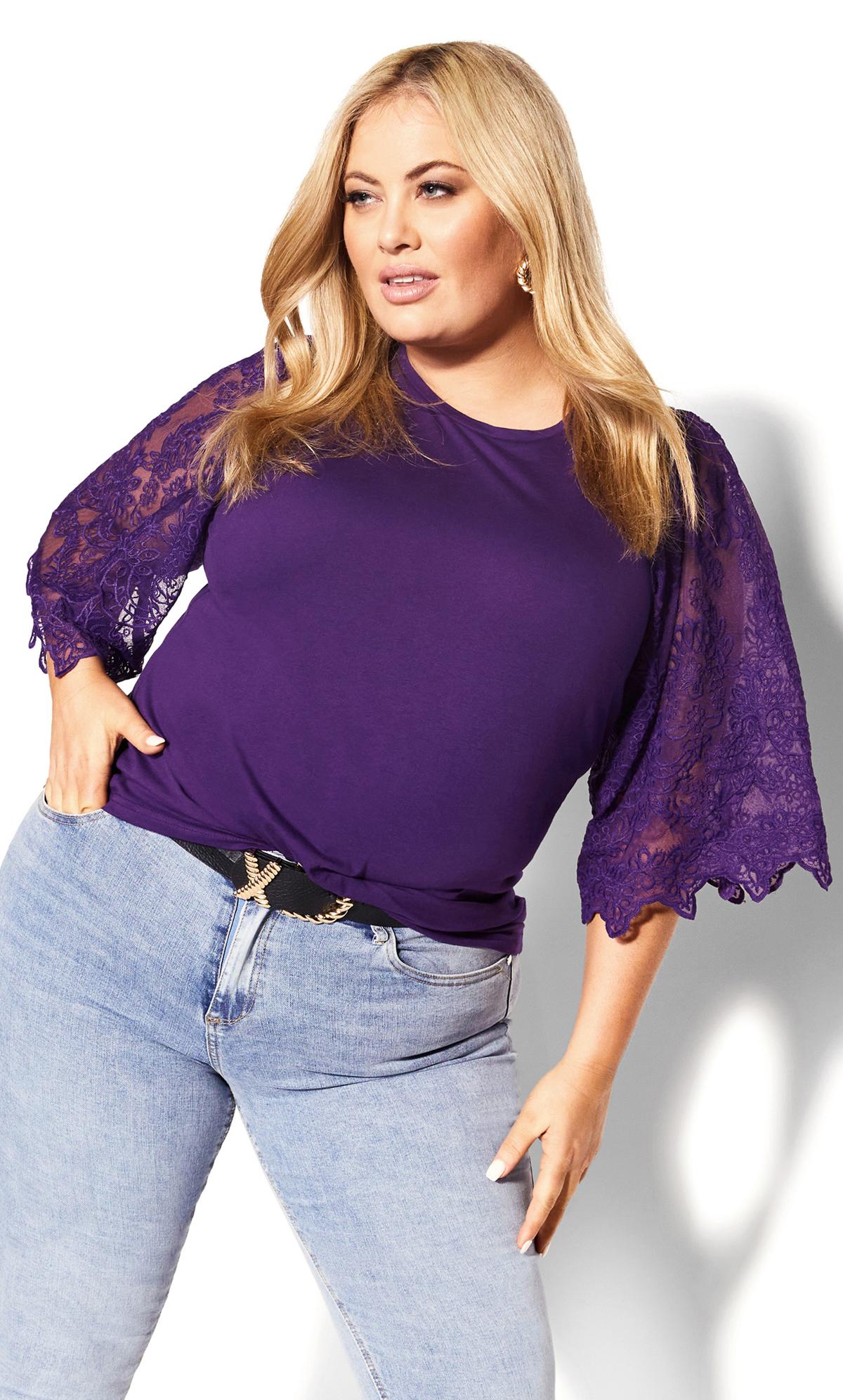 Evans Purple Embroidered Angel Top 1