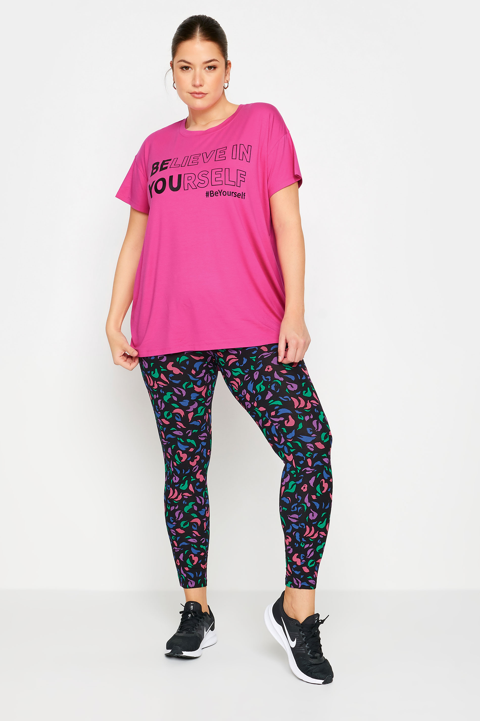 YOURS ACTIVE Plus Size Pink 'Believe In Yourself' Top | Yours Clothing 2