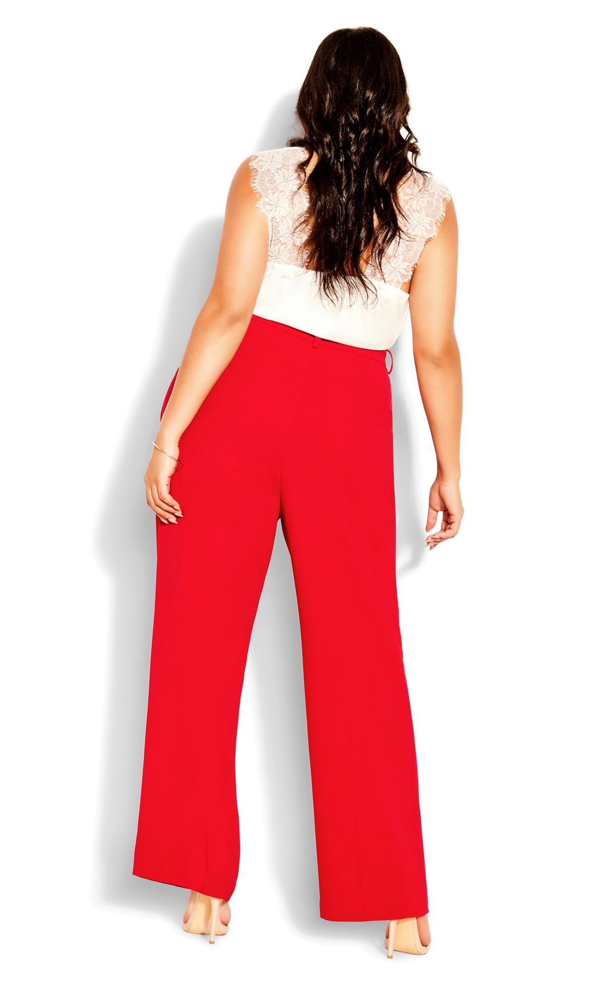 Evans Bright Red Wide Leg Trousers 3
