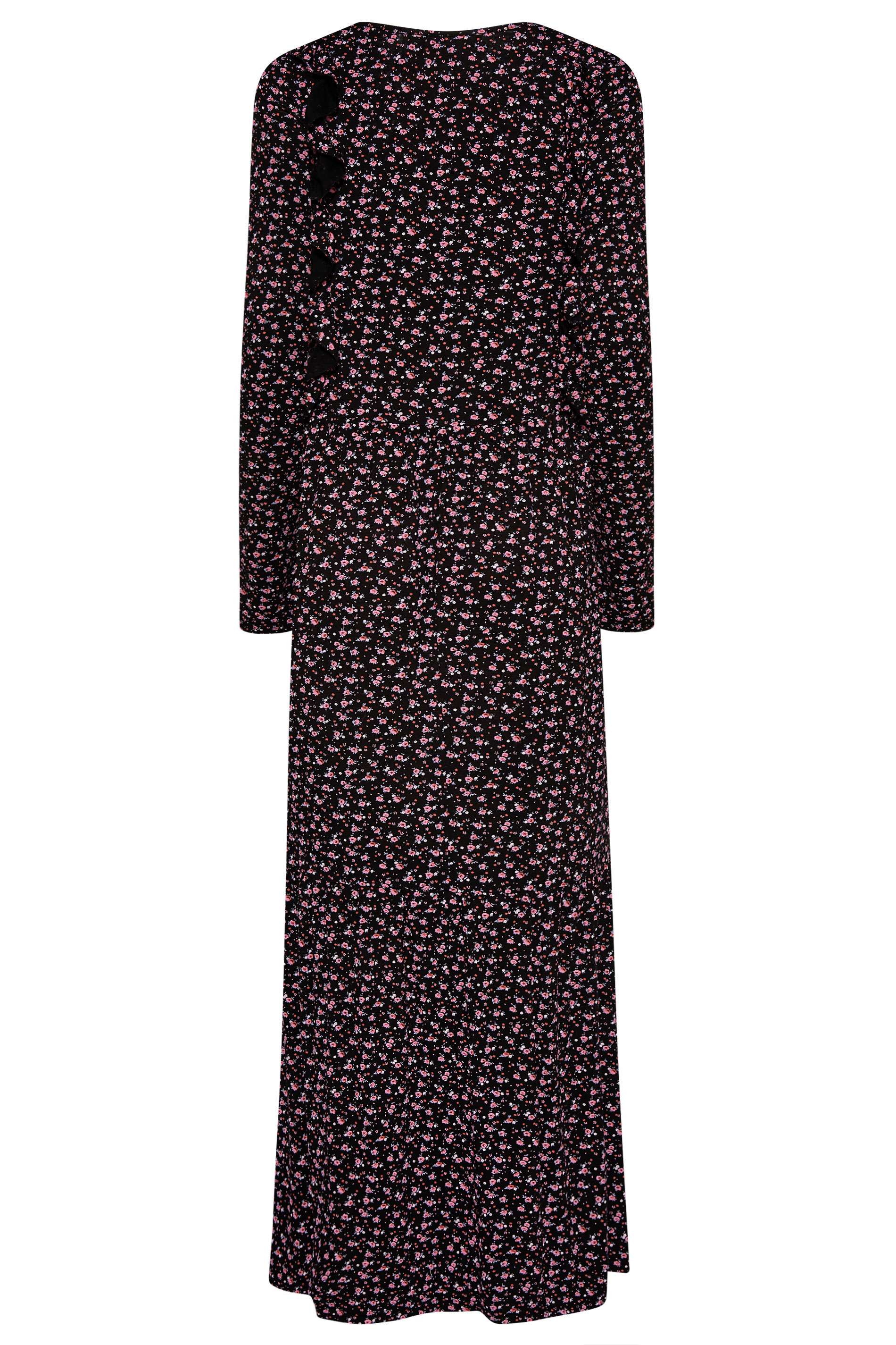 Tall Women's LTS Black Ditsy Floral Ruffle Midi Dress | Long Tall Sally 3