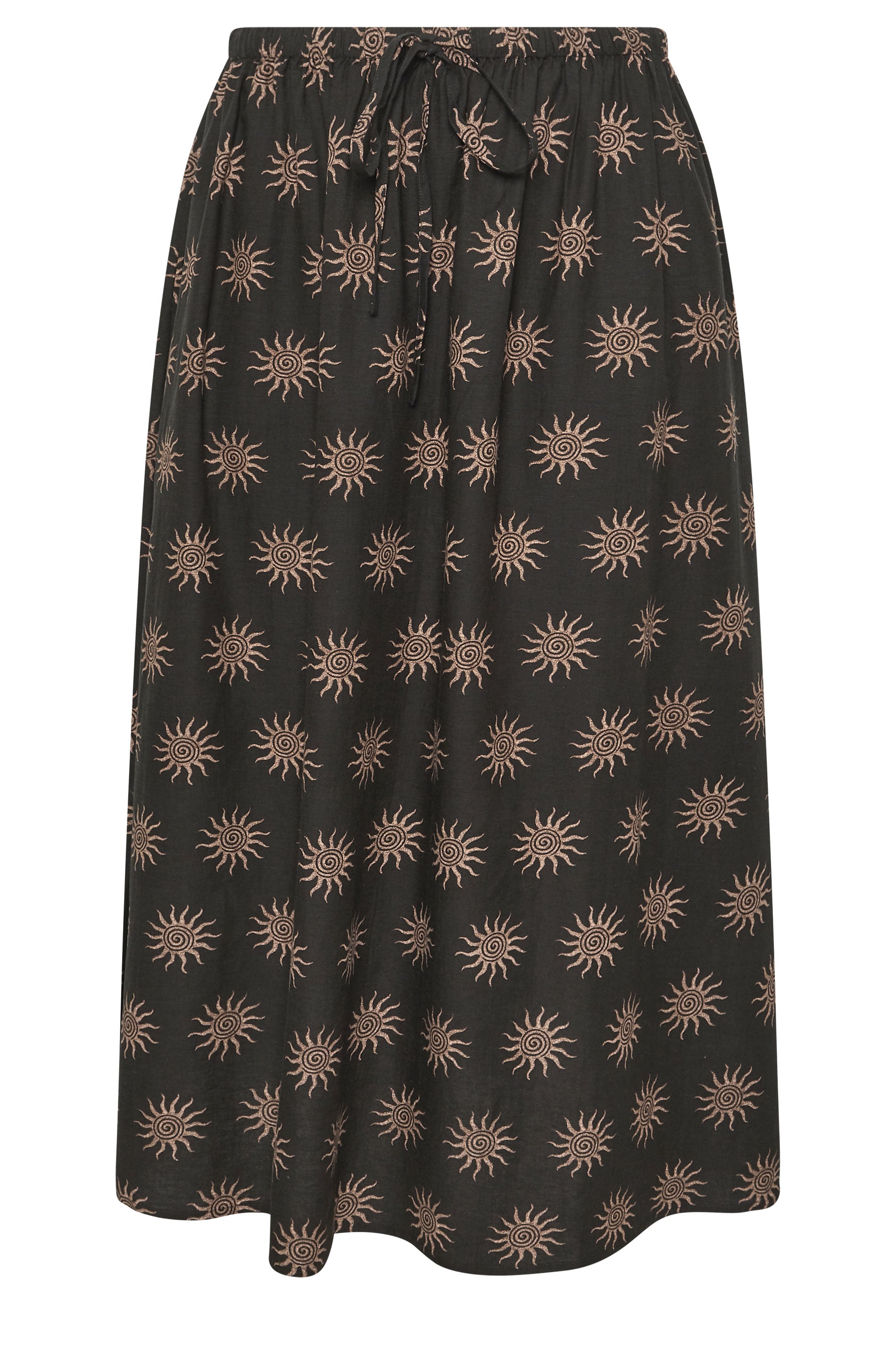 LIMITED COLLECTION Plus Size Dark Brown Sun Print Linen Maxi Skirt | Yours Clothing 6