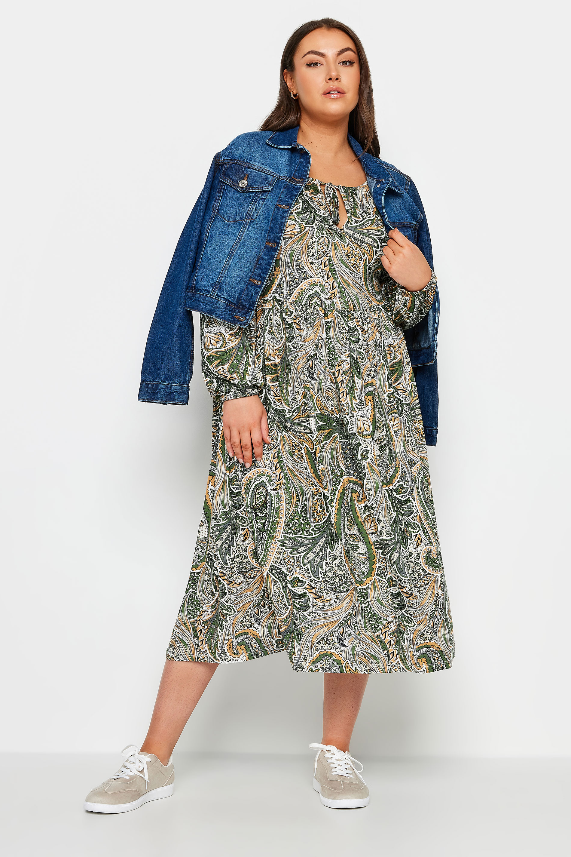 YOURS Plus Size Green Paisley Print Midaxi Dress | Yours Clothing 2