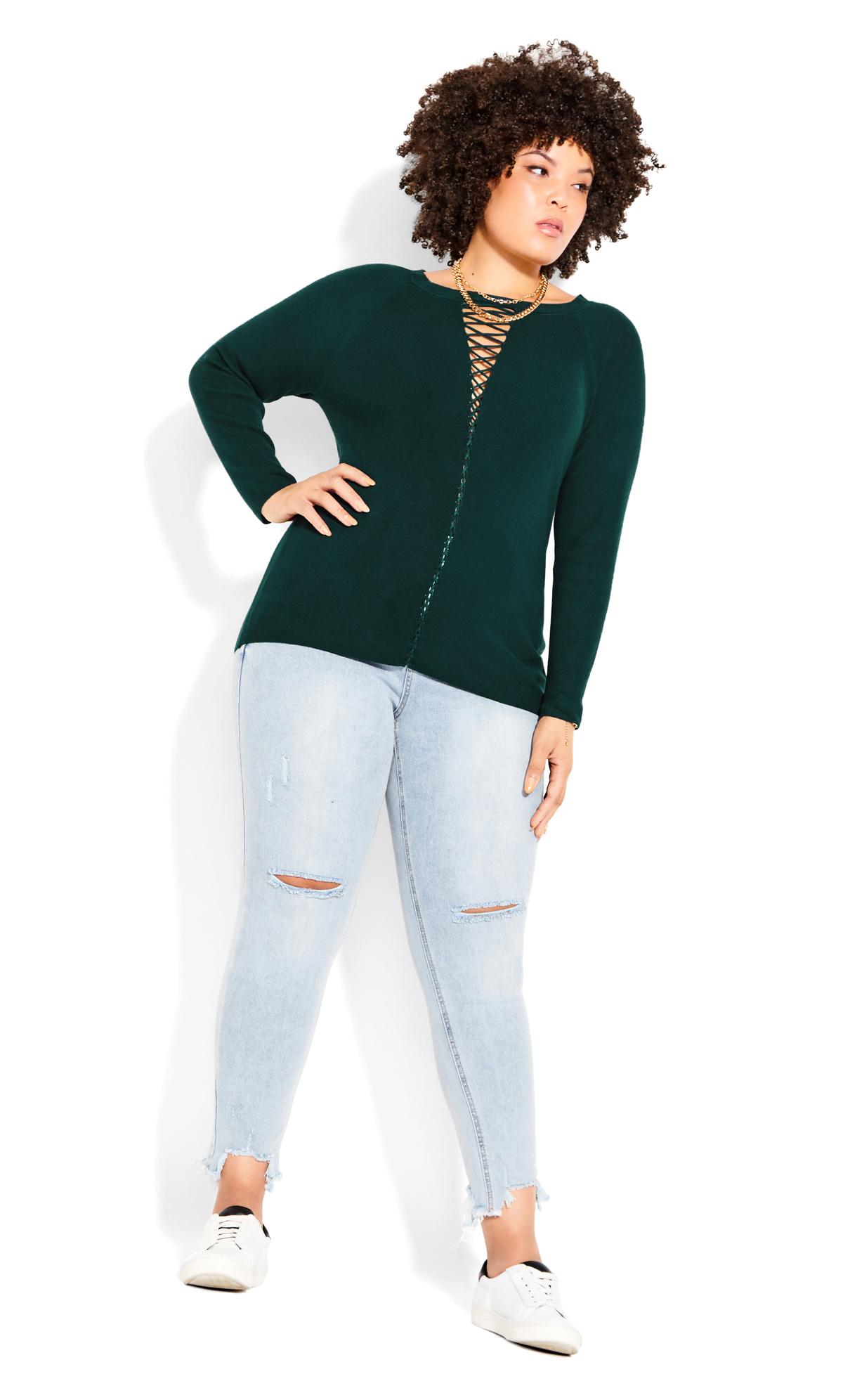 City Chic Green Cut Out Jumper 3