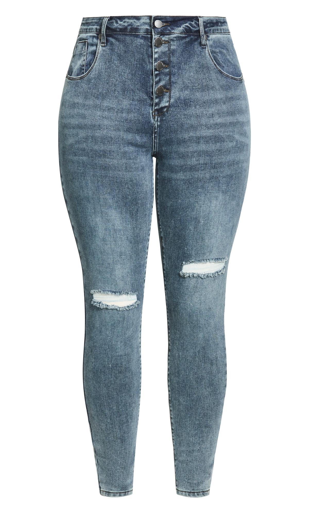 Evans Blue Ripped Skinny Jeans 3