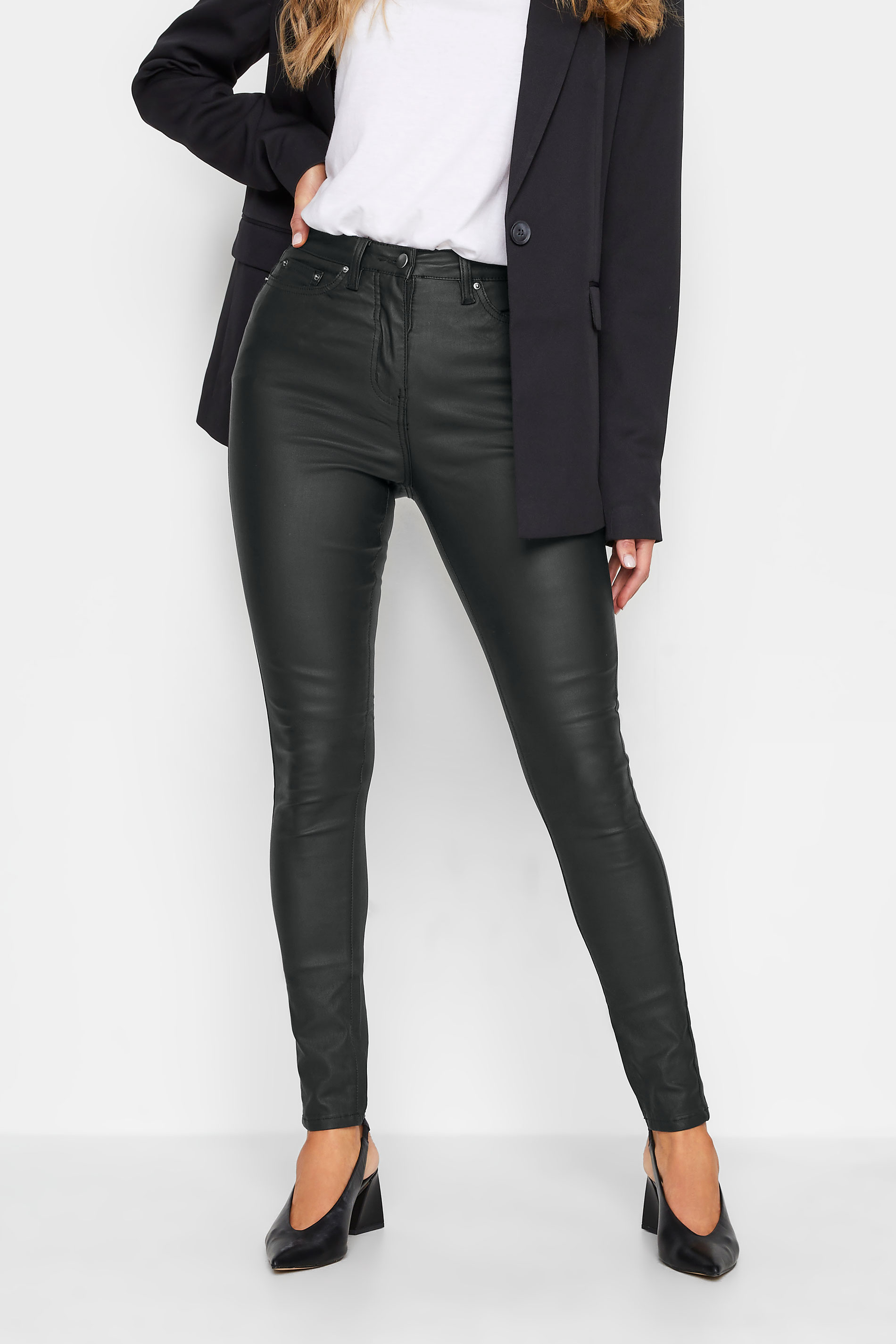 LTS Tall Black AVA Coated Jeans | Long Tall Sally 1