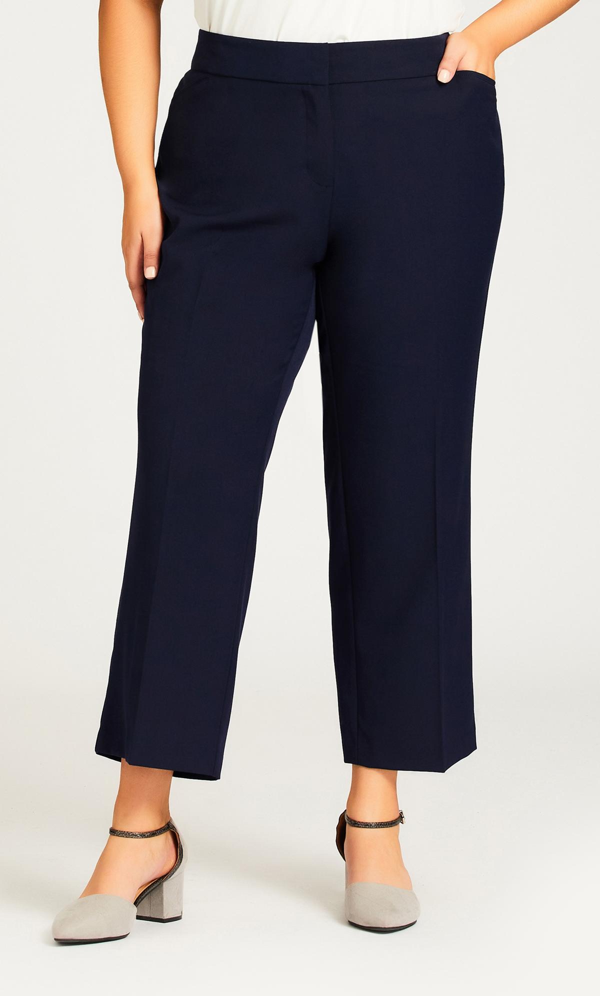Evans Navy Blue Cropped Formal Trousers 2