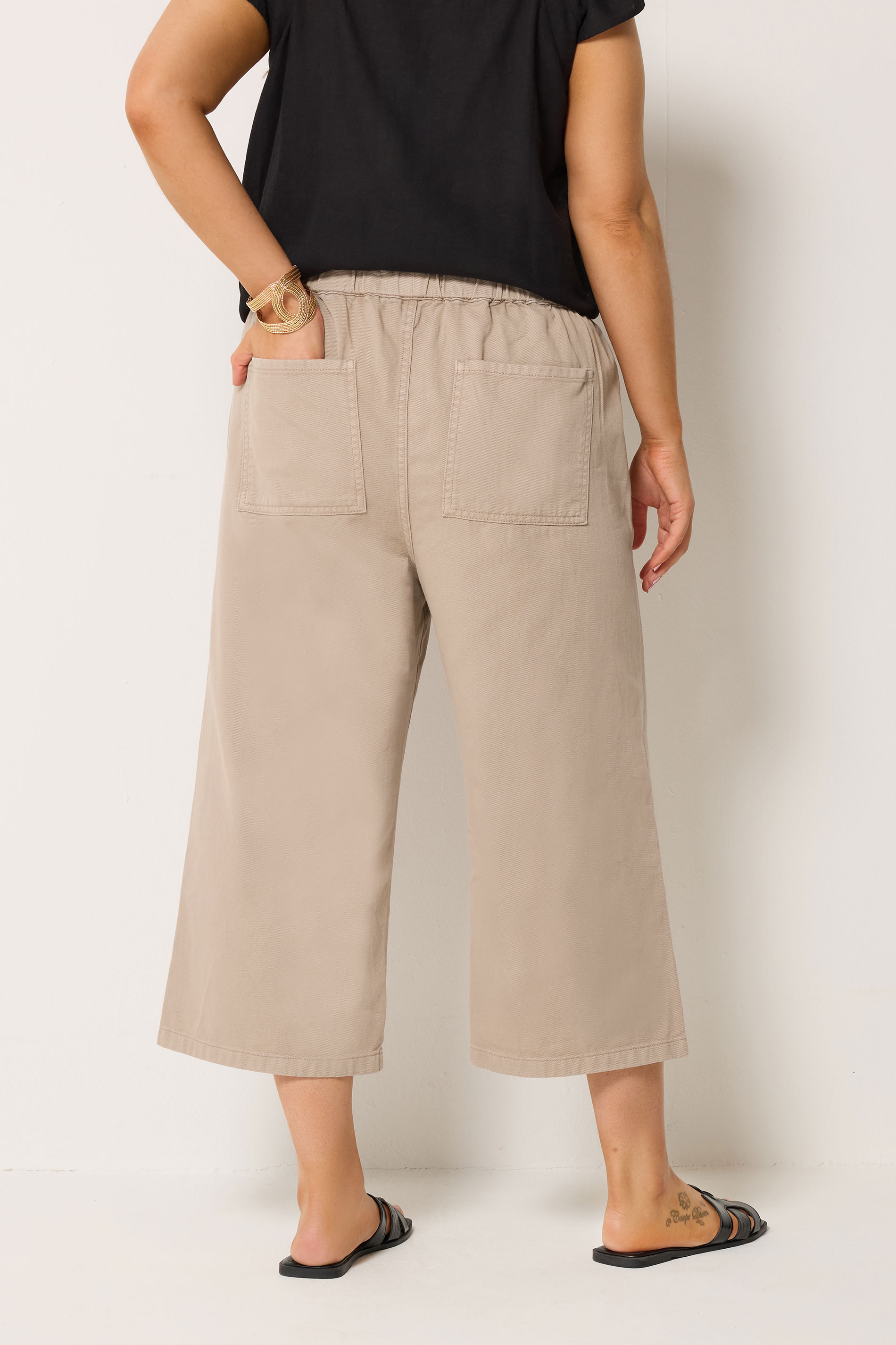 YOURS Plus Size Natural Brown Cropped Denim Trousers | Yours Clothing 2