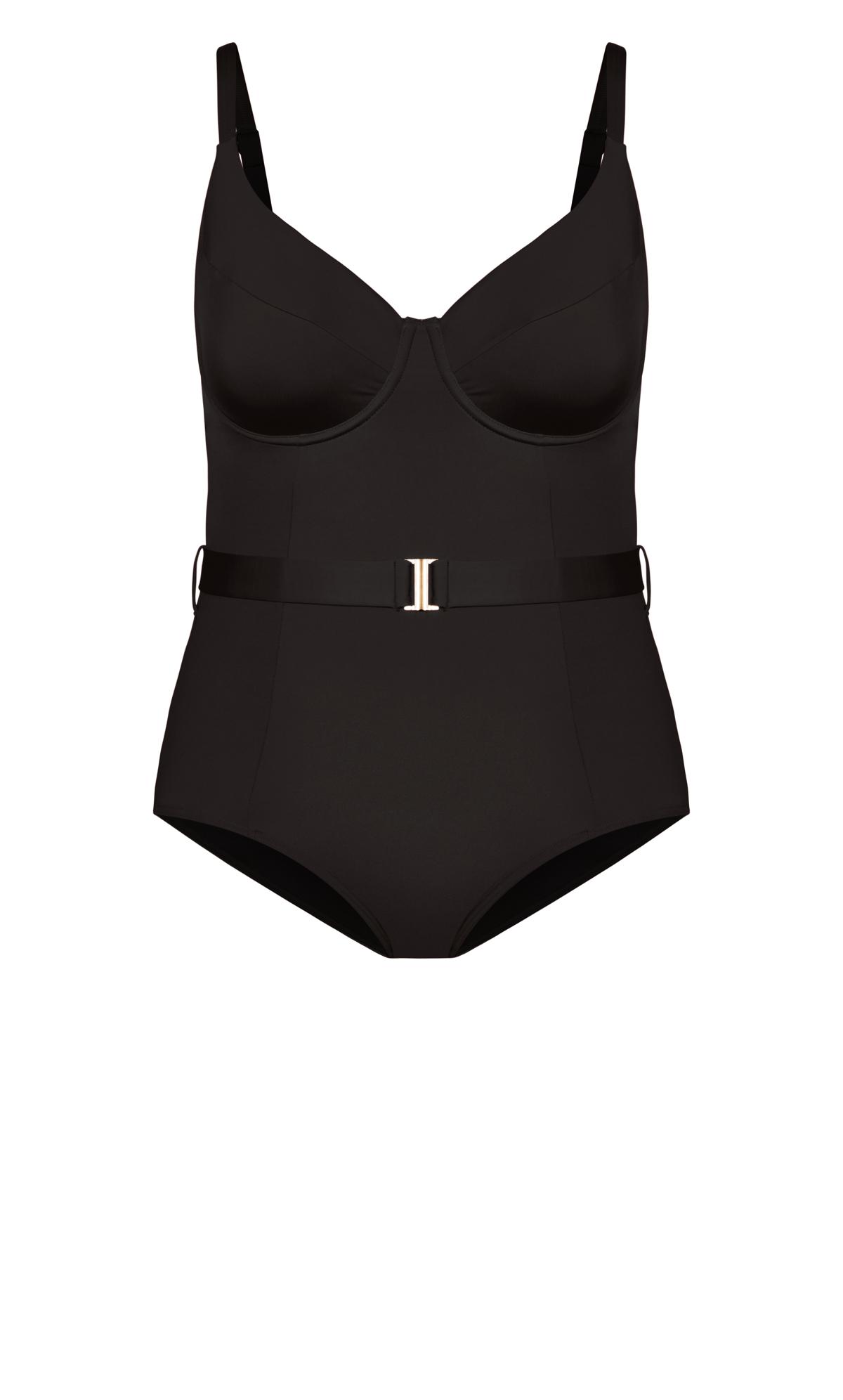 Evans Black Underwired Belted Swimsuit 3
