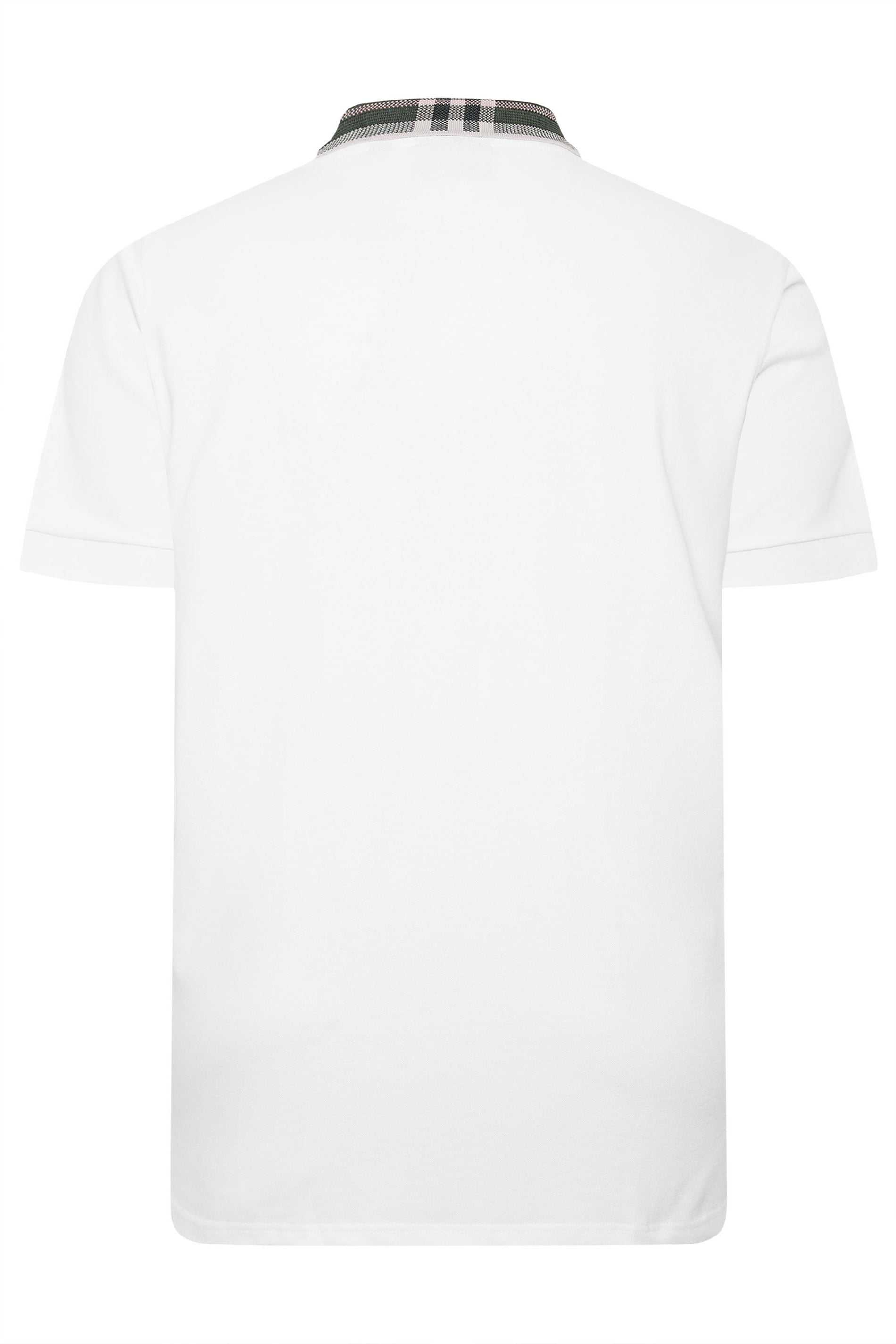 LYLE & SCOTT Big & Tall White Tartan Collar Polo Shirt | BadRhino 4
