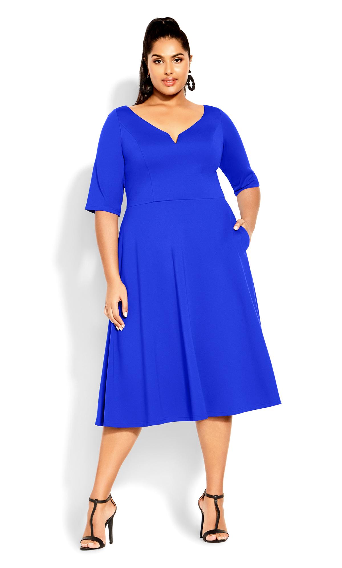 Evans Cobalt Blue Elbow Sleeve Midi Dress 2