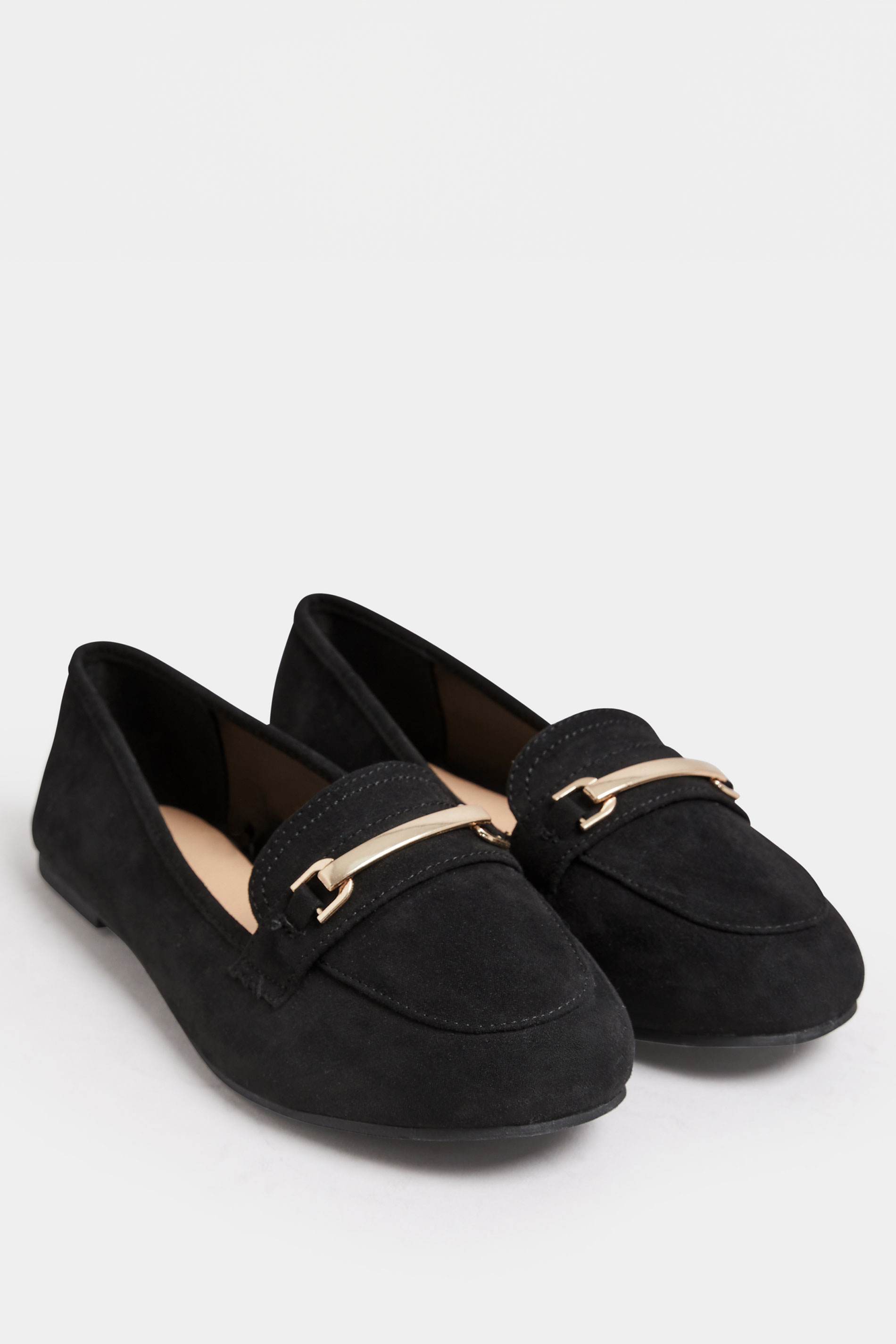 Black Faux Suede Buckle Loafers In Extra Wide EEE Fit | Yours Clothing 2
