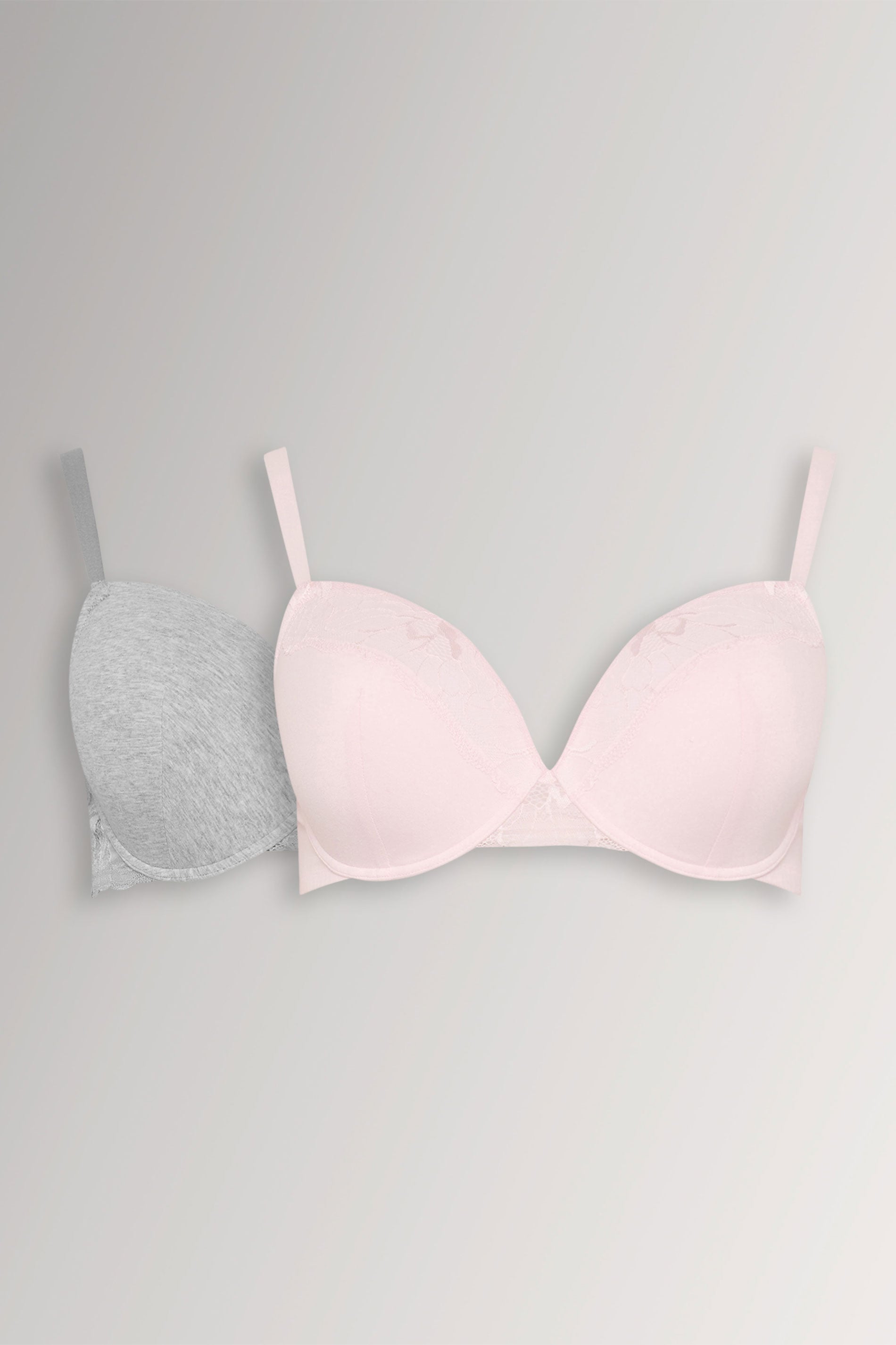 YOURSET 2 PACK Plus Size Pink & Grey Padded Underwired Bras | Yours Clothing 3