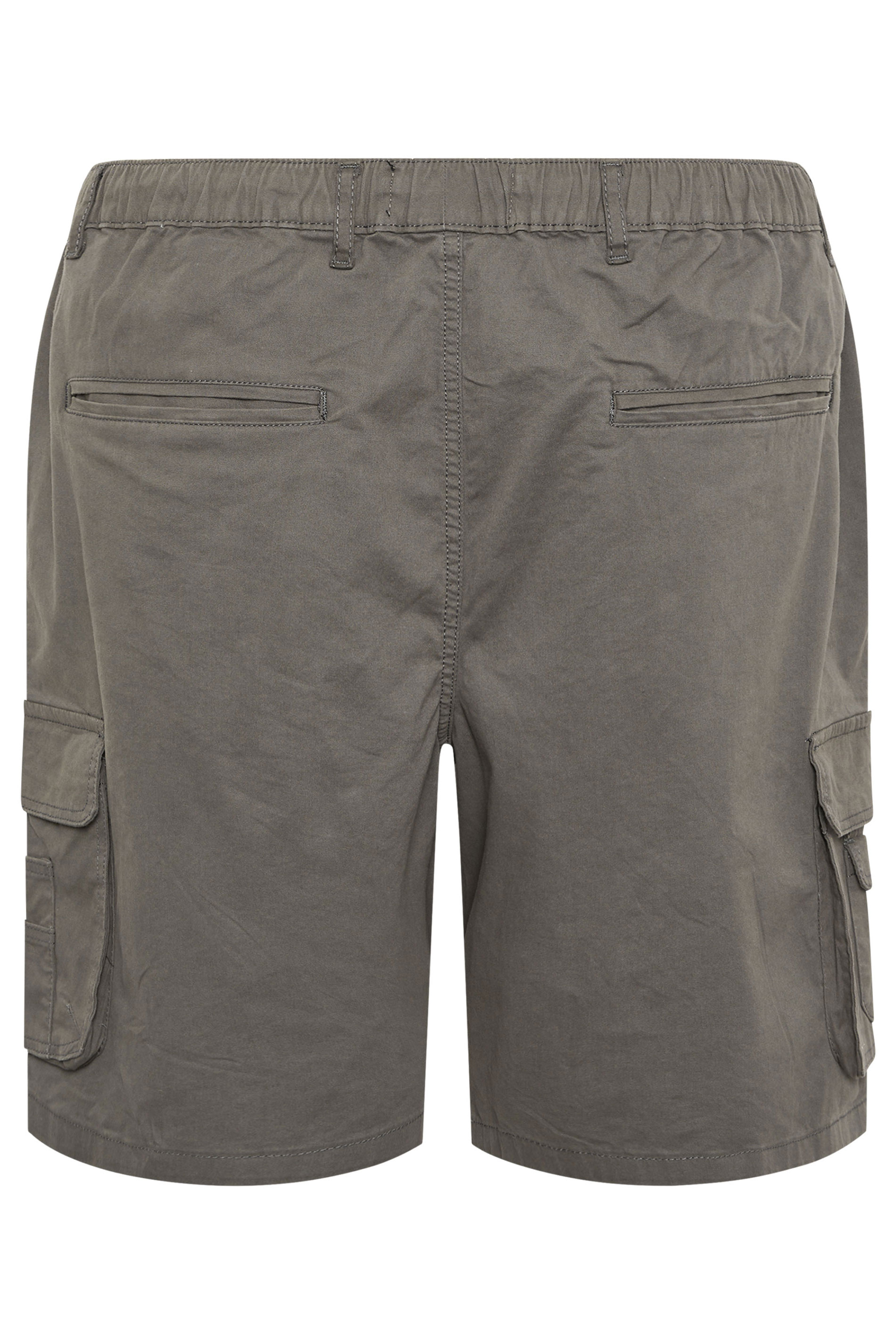 KAM Big & Tall Slate Grey Elastic Waist Cargo Shorts | BadRhino 4