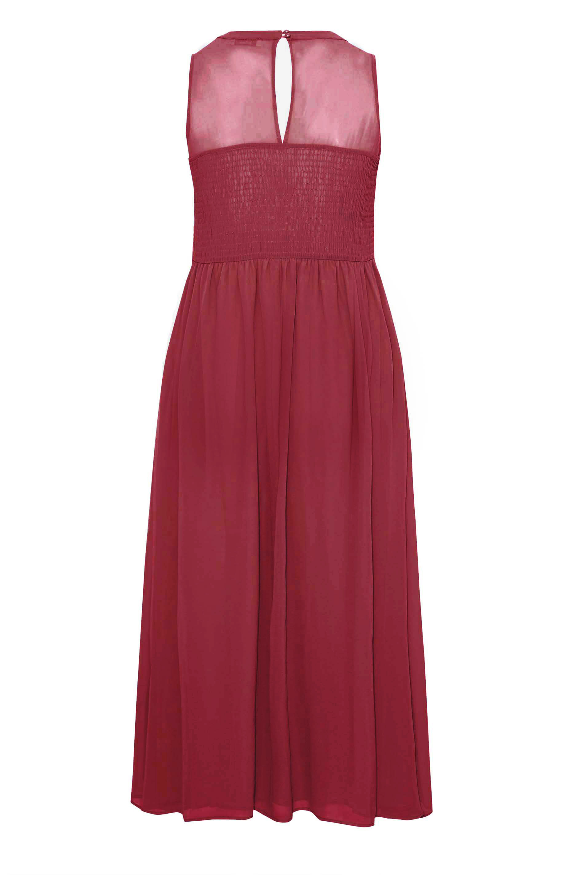 Plus Size YOURS LONDON Curve Burgundy Red Lace Pleated Maxi Dress