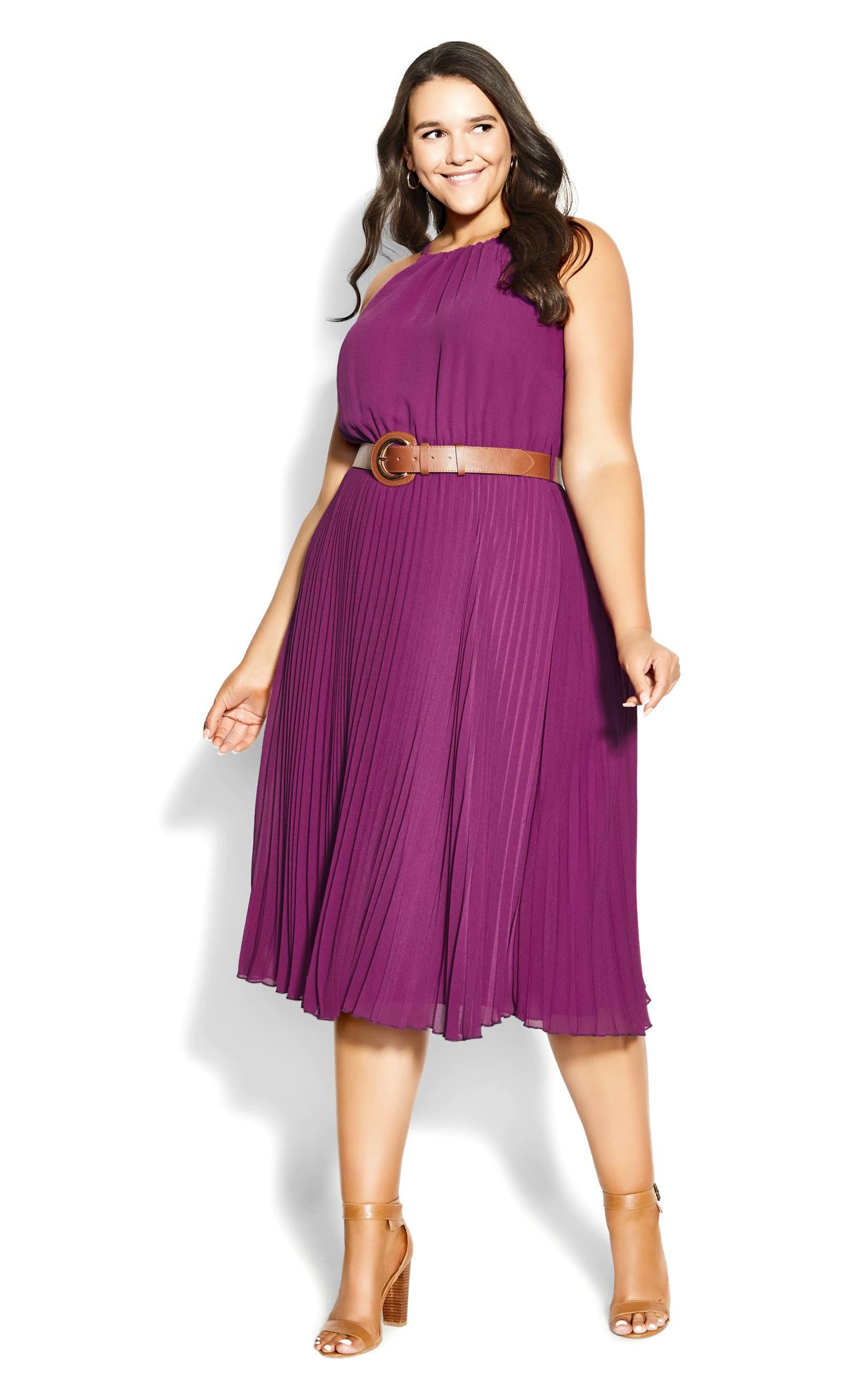 Evans Purple Pleated Midi Dress 2