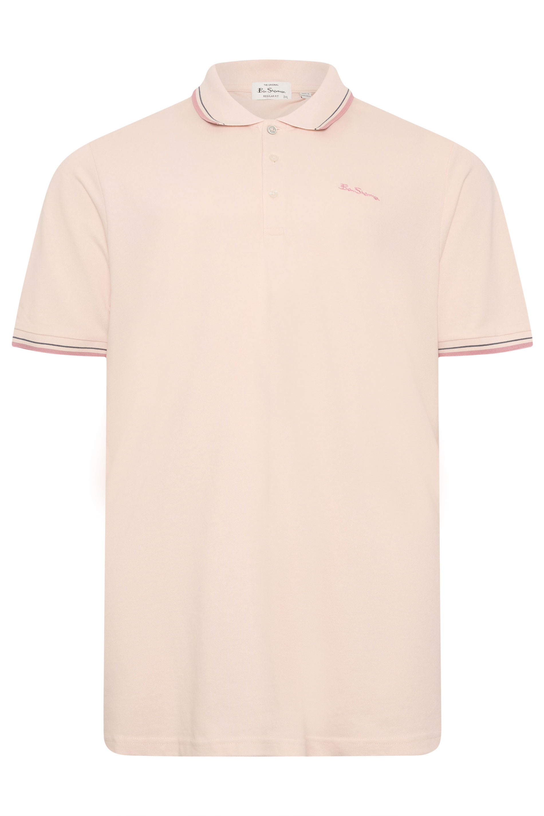 Ben Sherman Big & Tall Lake Blue Signature Pique Polo Shirt | BadRhino 2