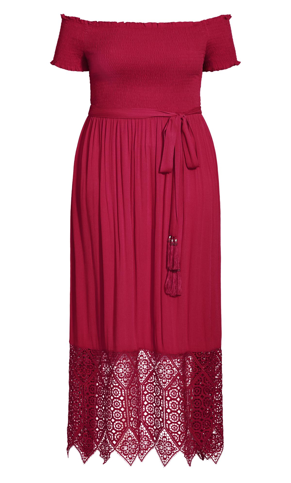 Evans Red Crochet Hem Maxi Dress 3