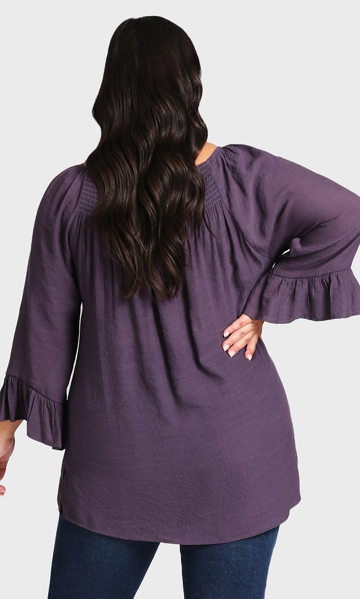 Evans Purple Longline Top with Frill Sleeve 3