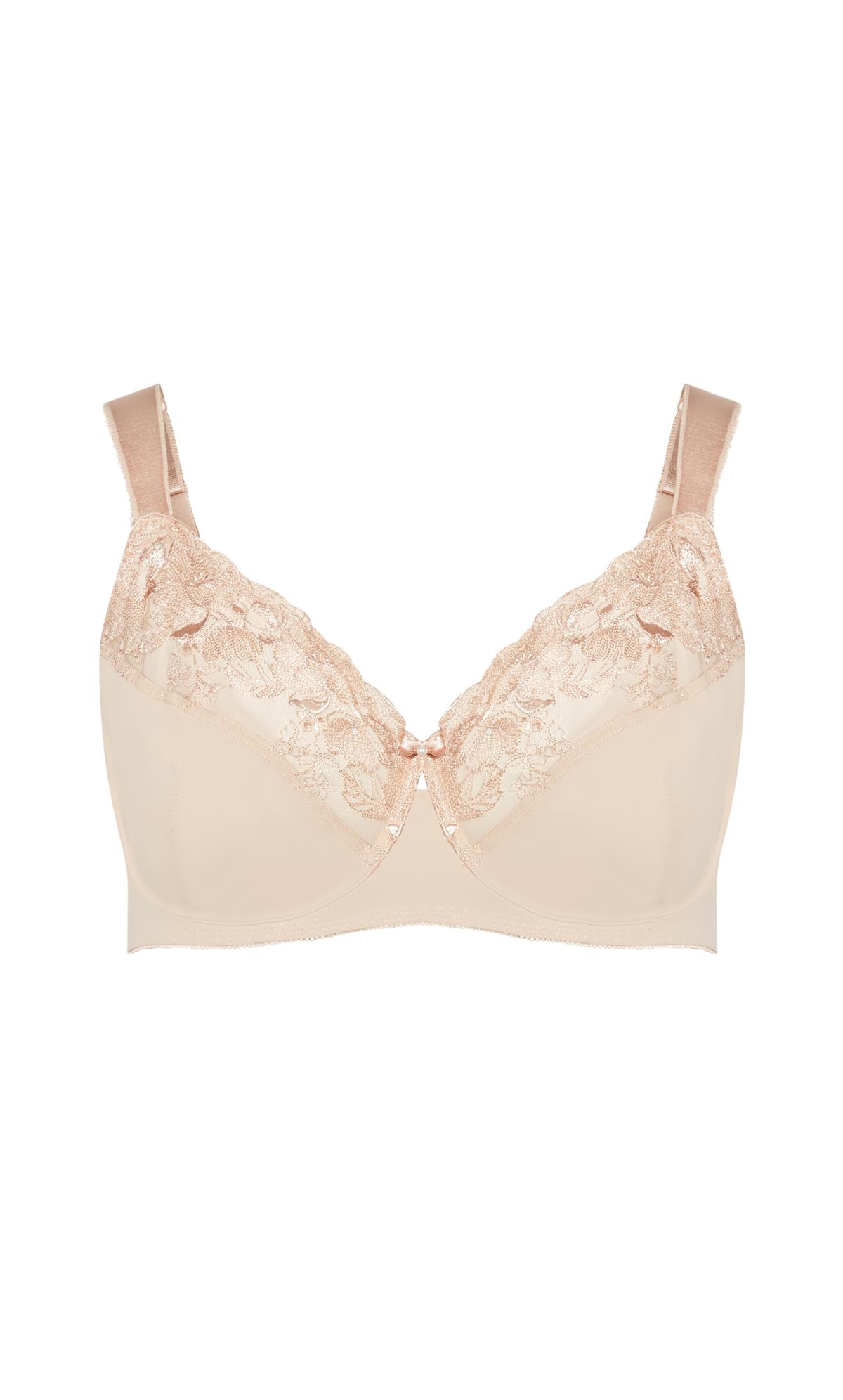 Evans Nude Embroidered Full Support Underwired Bra 3