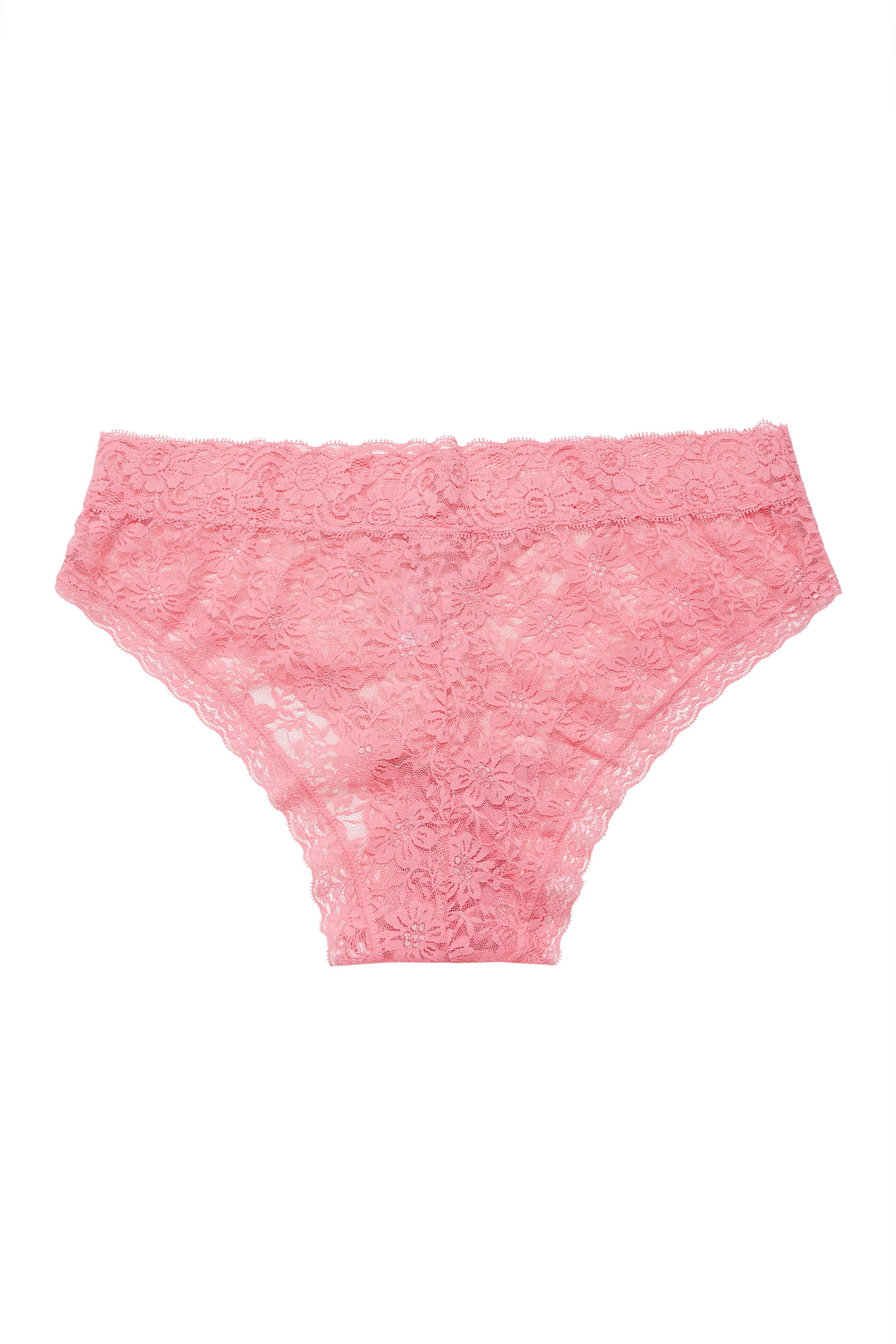 3 PACK Black & PInk Lace Briefs | Yours Clothing