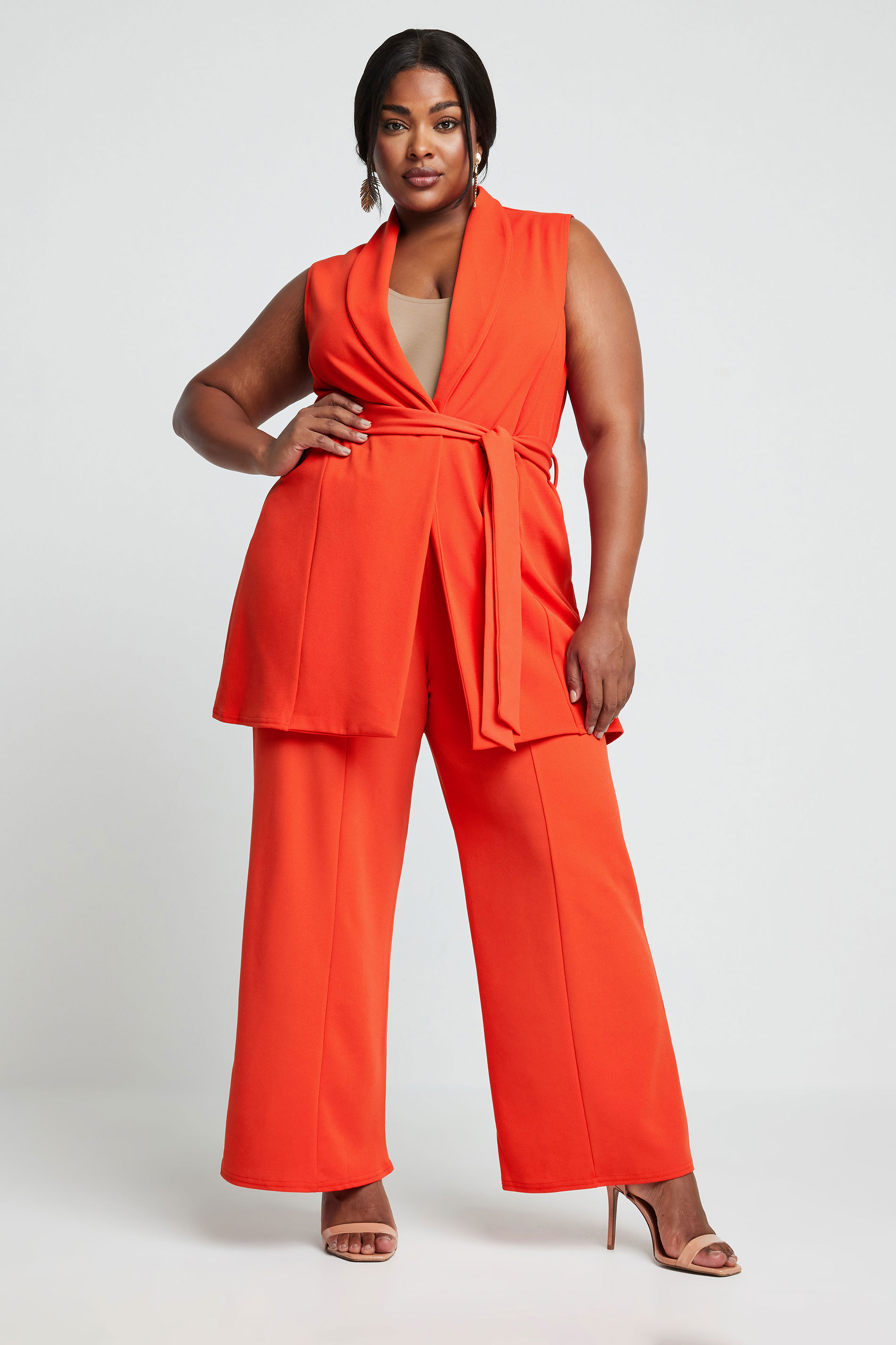 LIMITED COLLECTION Plus Size Bright Orange Wide Leg Trousers | Yours Clothing 2