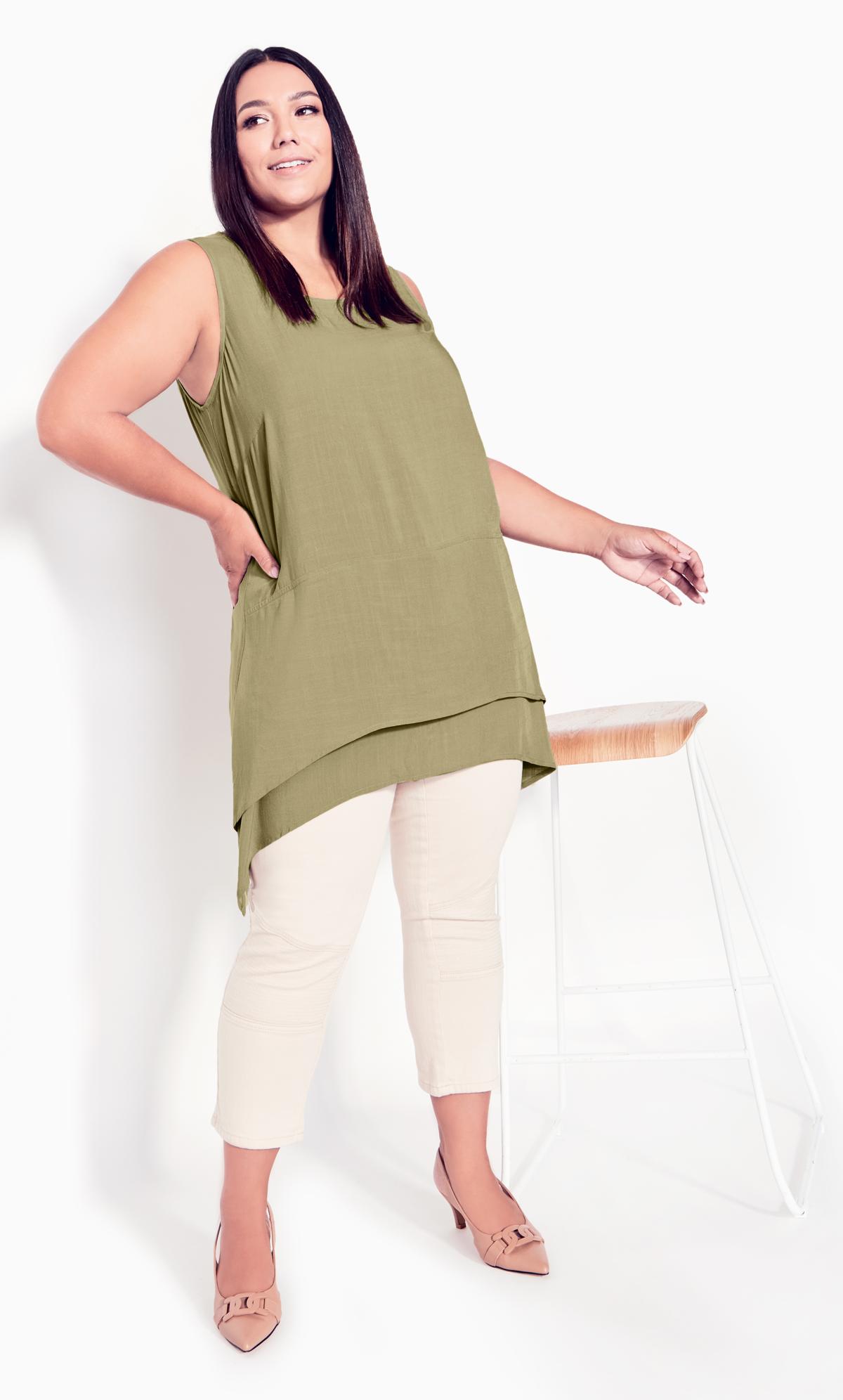 Evans Olive Green Layered Tunic 2