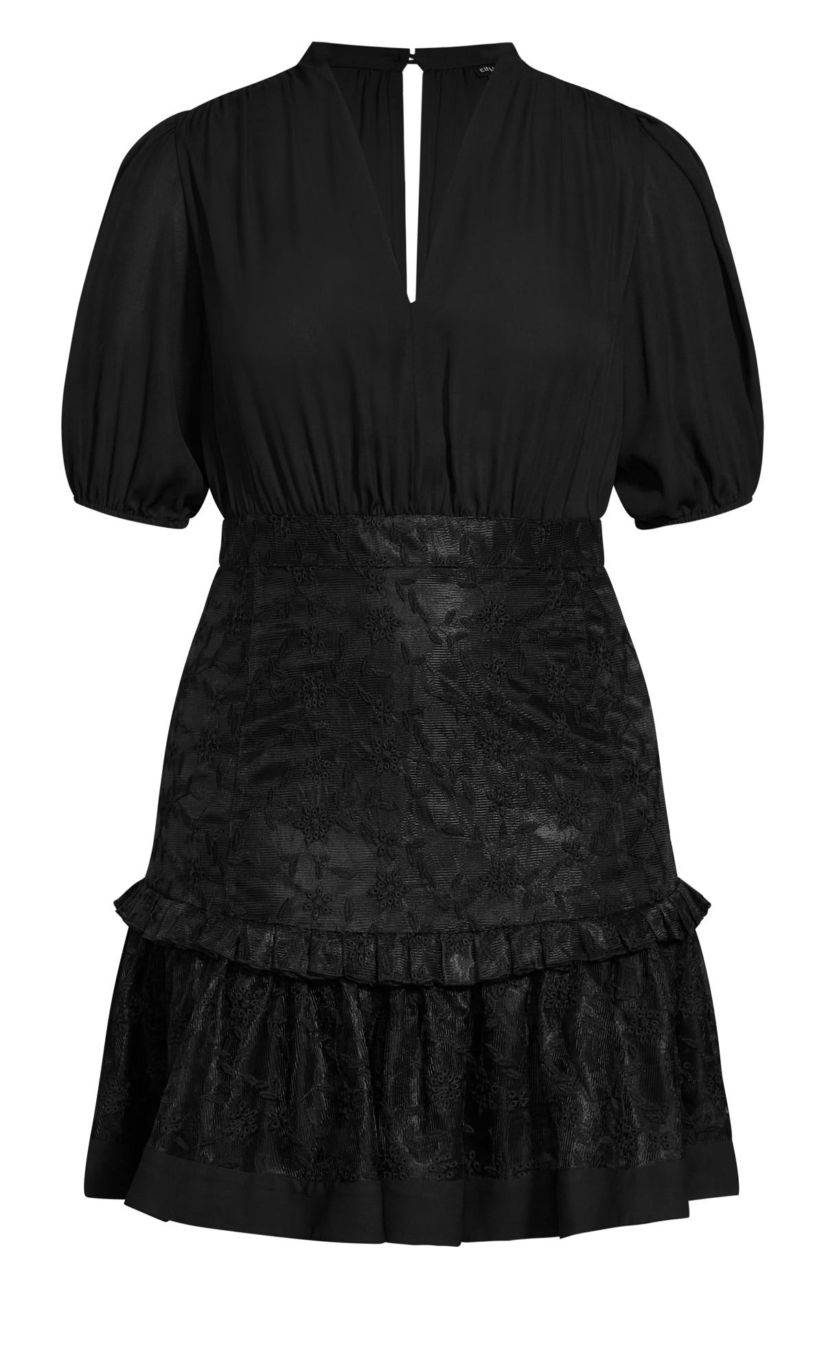 Evans Black Floral Lace Frill Dress 3
