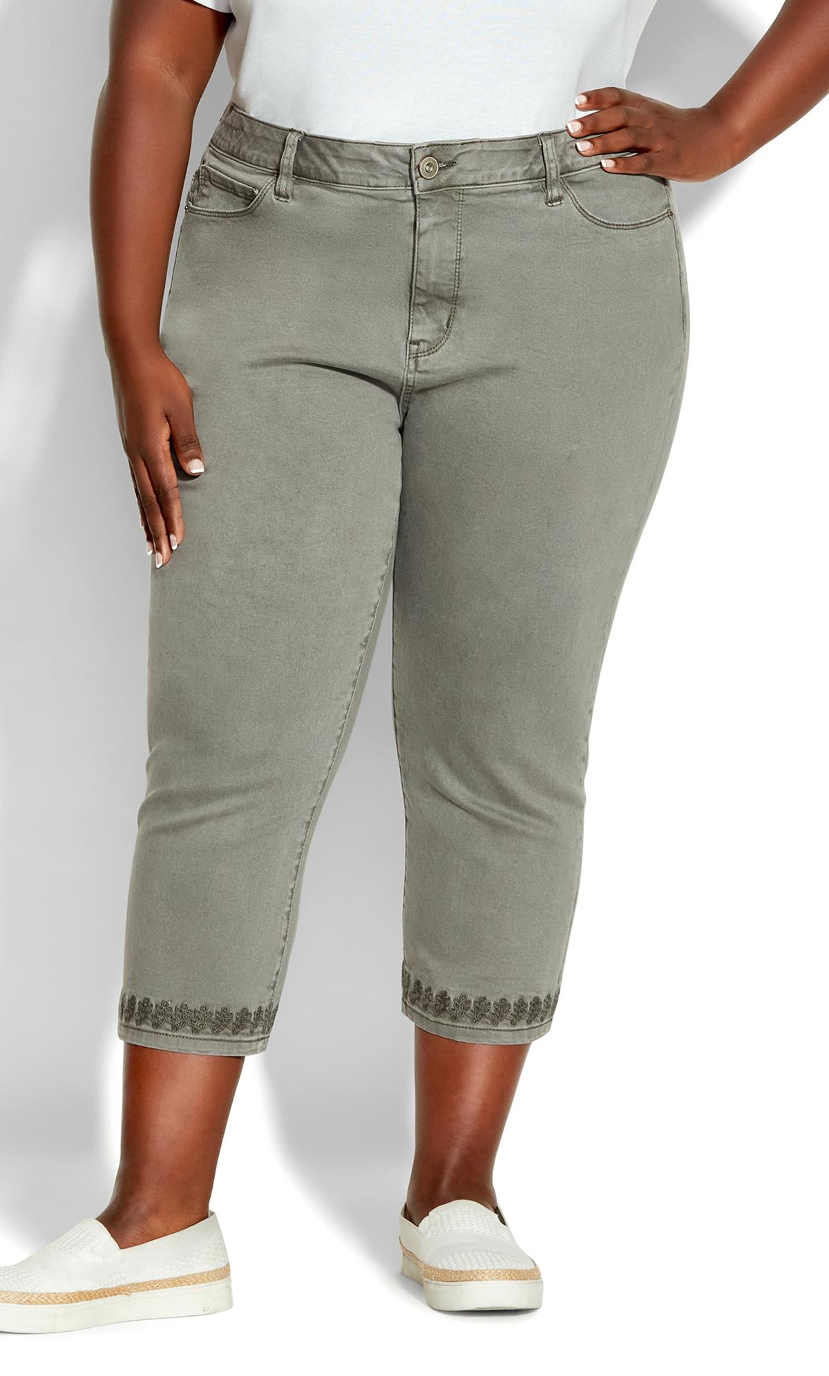 Evans Grey Cropped Embroided Jeans 2