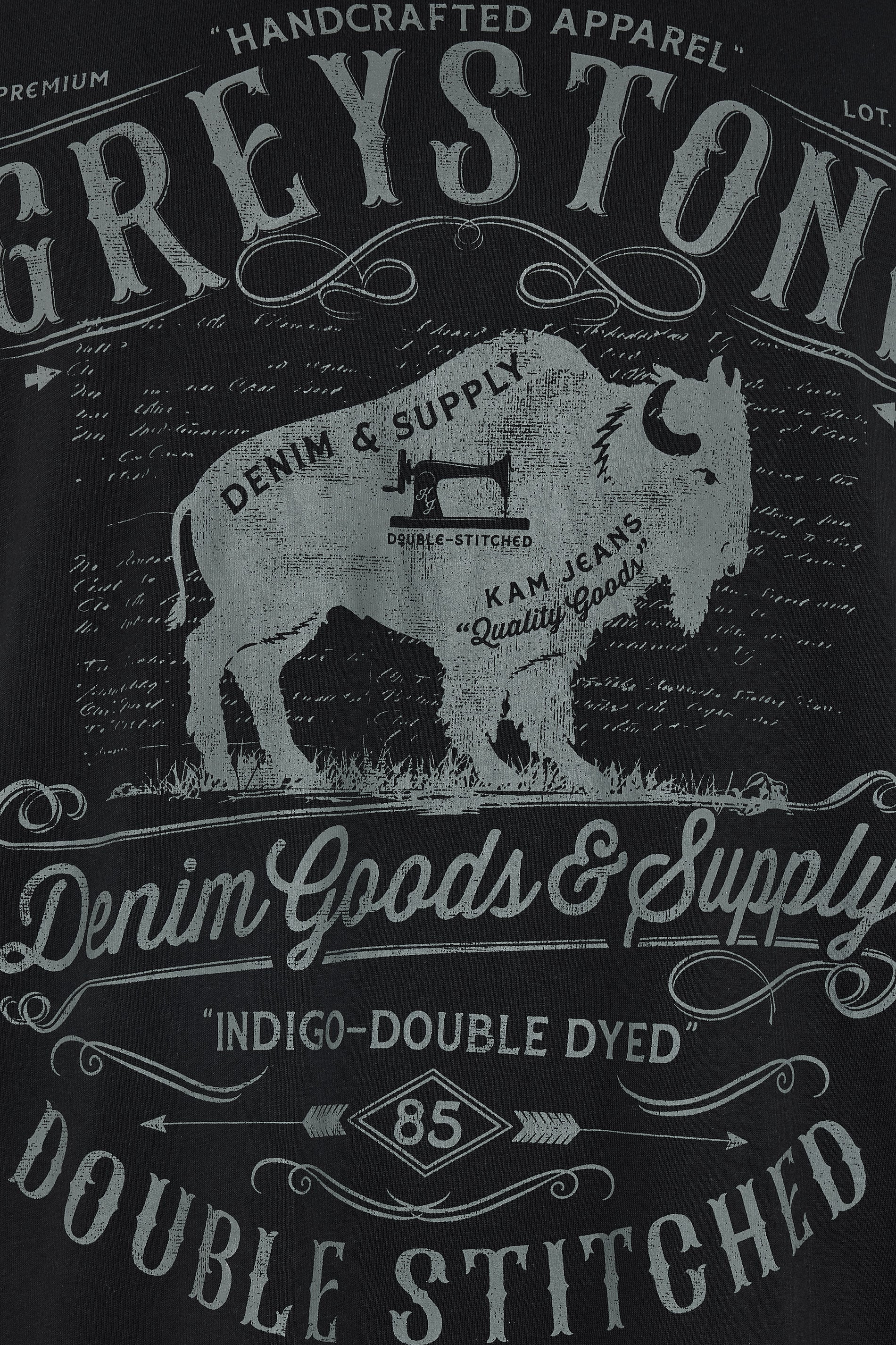 KAM Big & Tall Black 'Greystone' Graphic Print T-Shirt | BadRhino 3