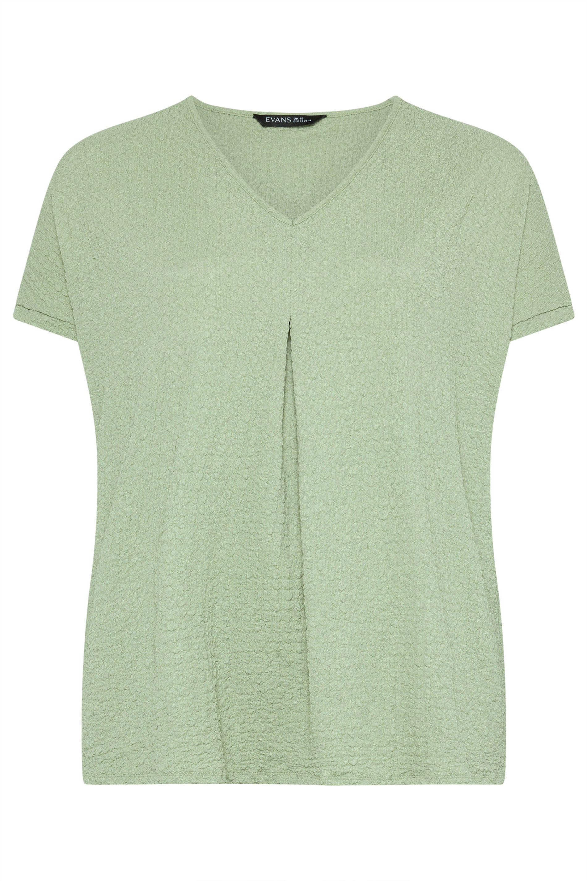 EVANS Plus Size Sage Green Plisse Pleat Top | Evans 5