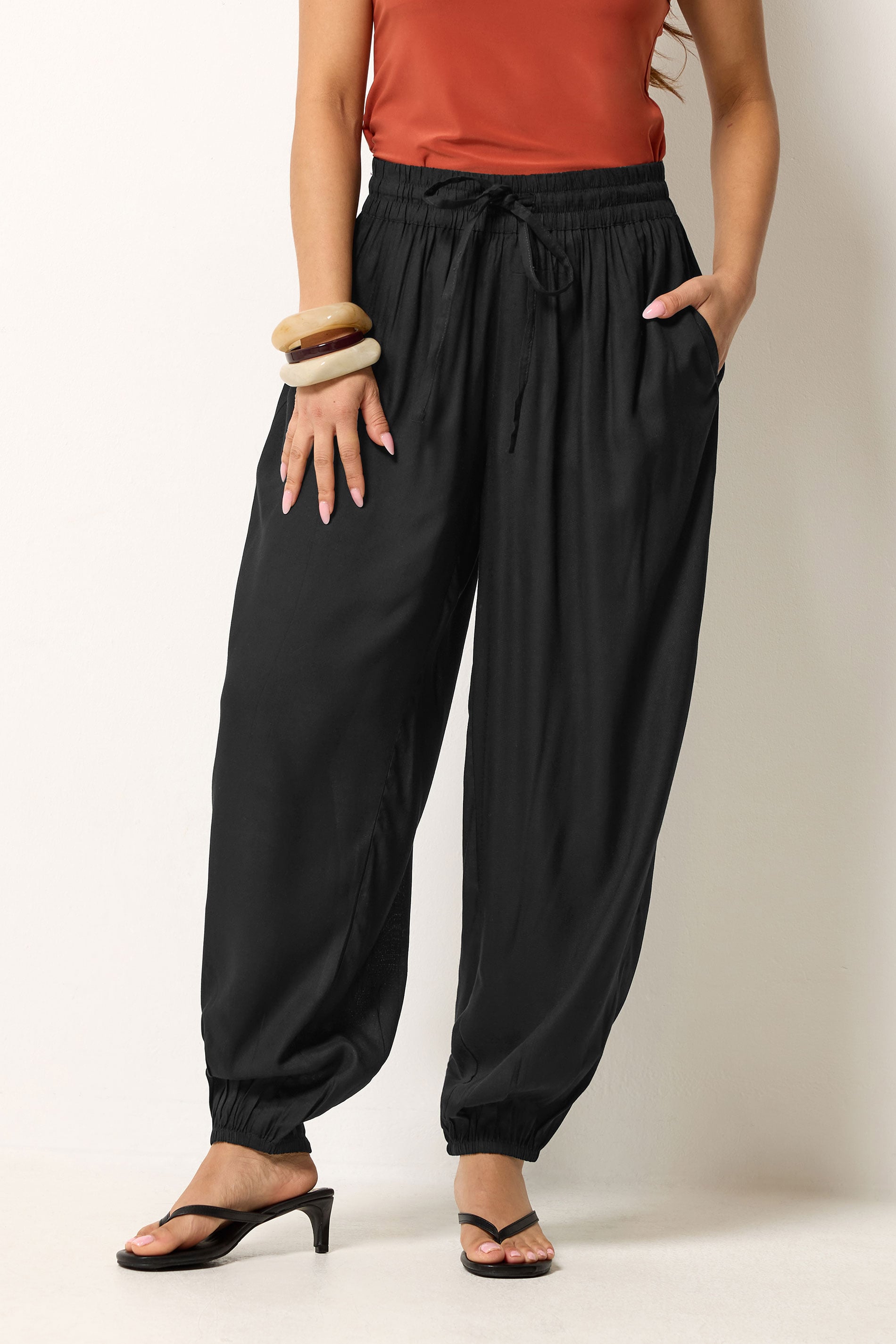 PixieGirl Petite Women's Black Harem Trousers | PixieGirl 1