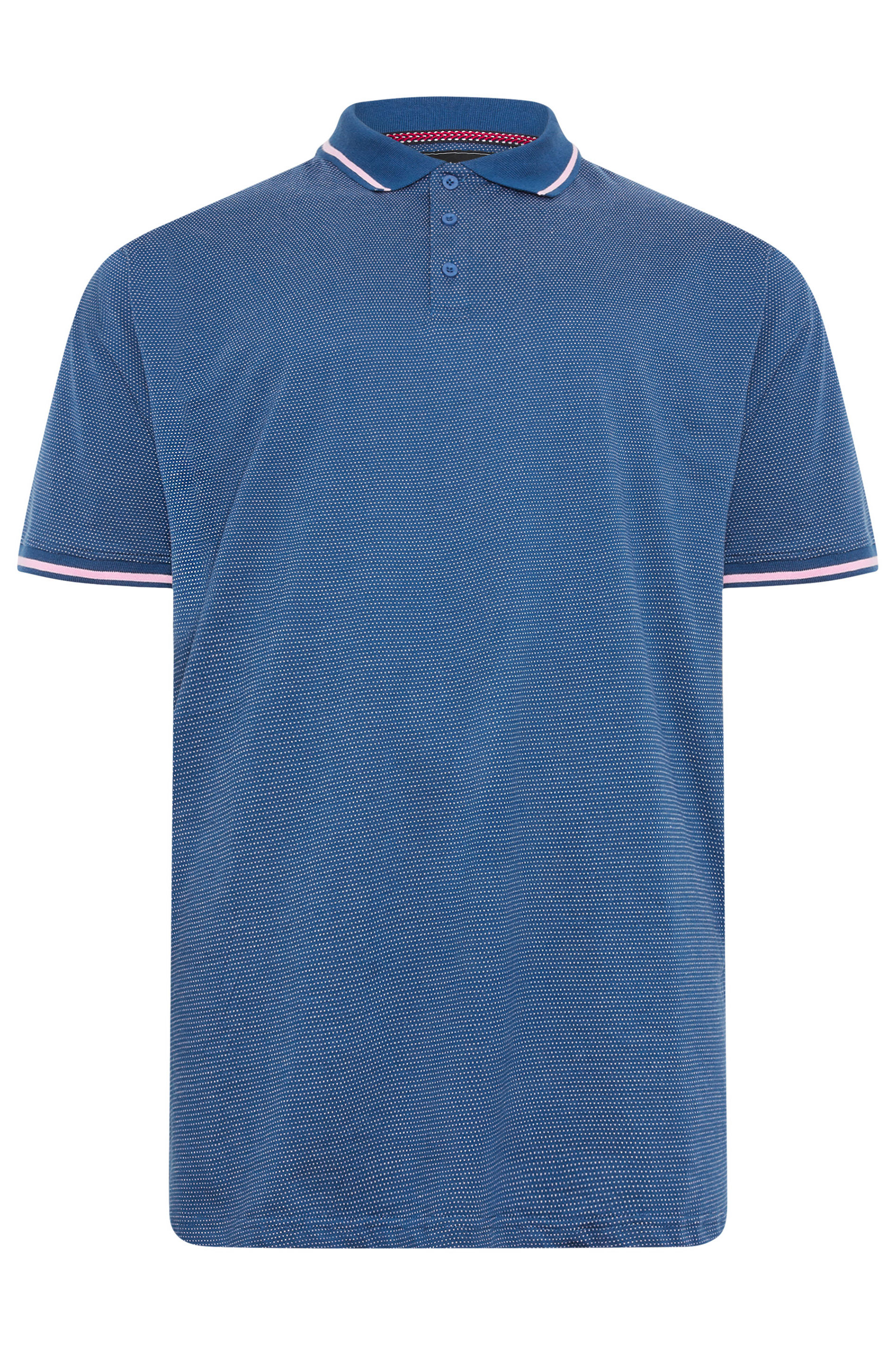 KAM Big & Tall Blue Dobby Jersey Polo Shirt | BadRhino 2