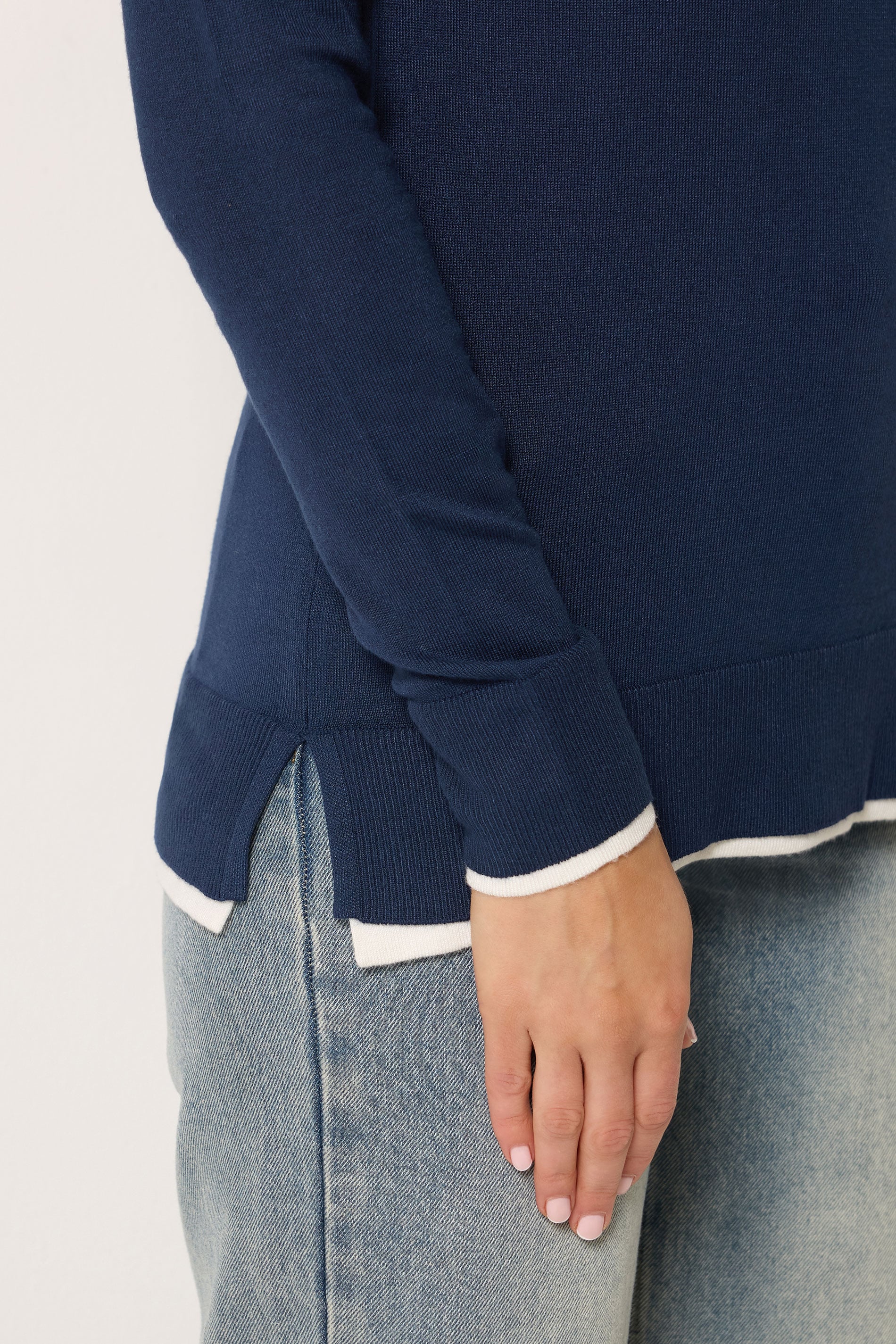 LTS Tall Women's Navy Blue Layered Knitted Jumper | Long Tall Sally 4
