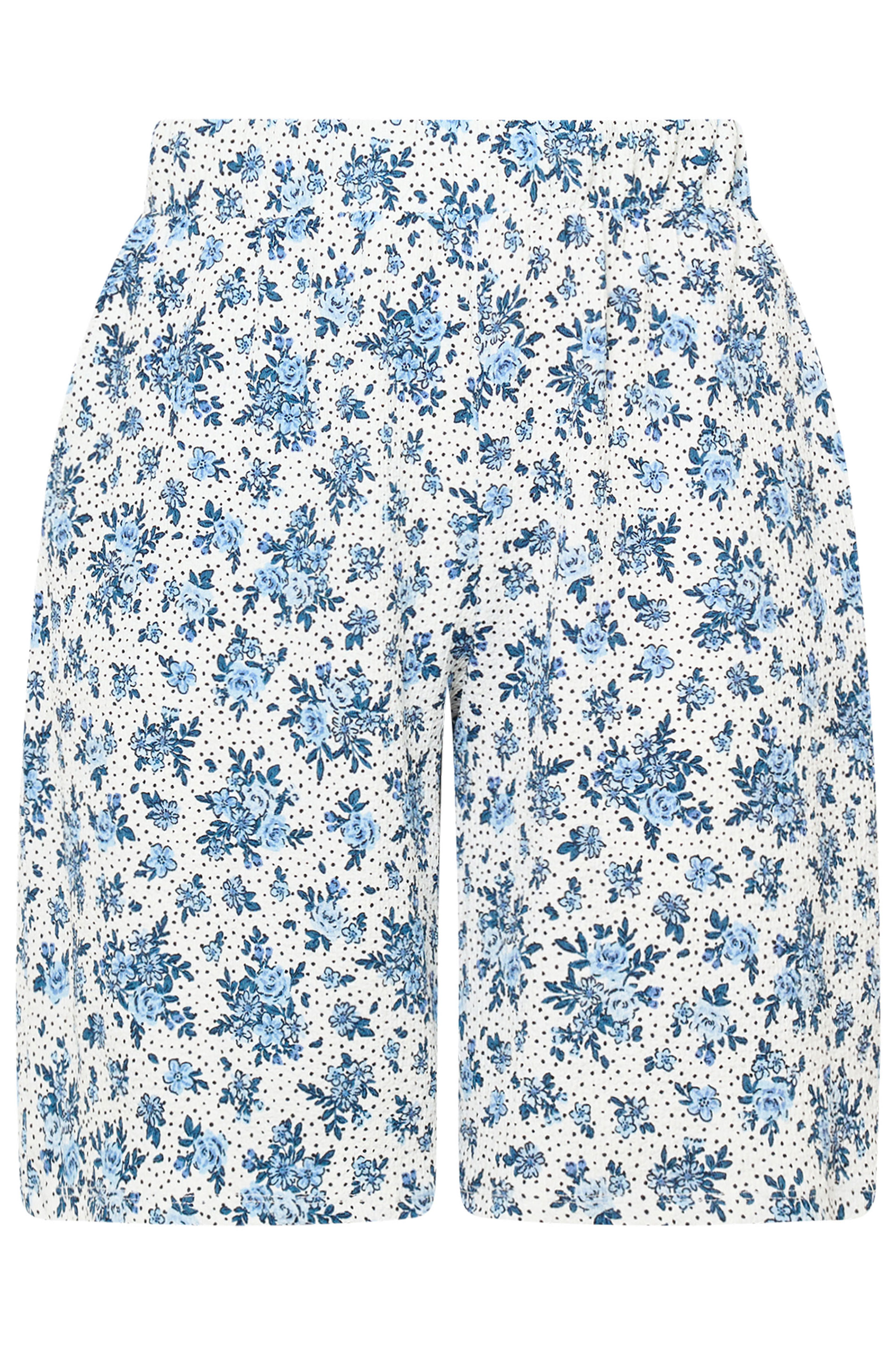 YOURS Plus Size Blue Ditsy Floral Shorts | Yours Clothing 5