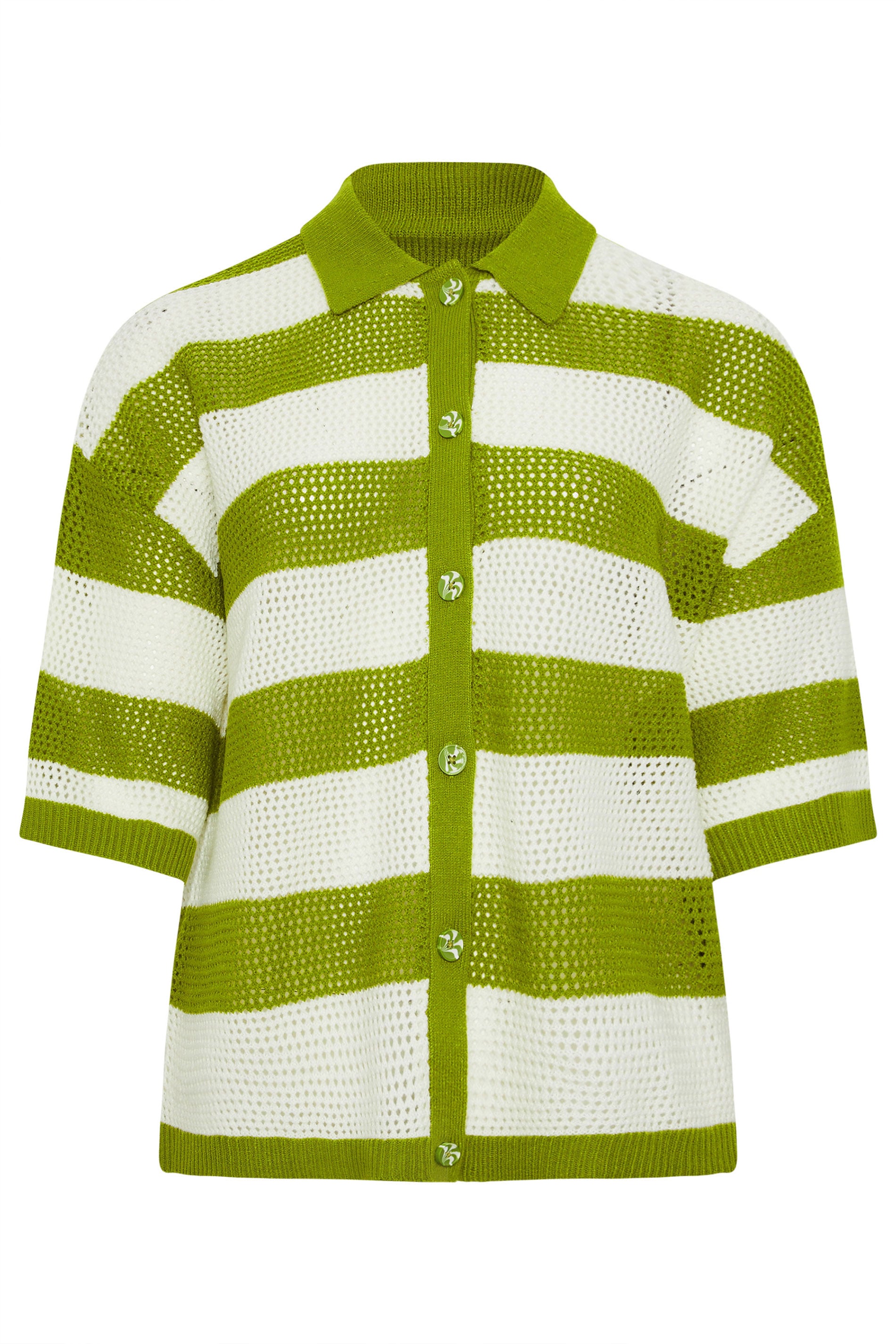 LIMITED COLLECTION Plus Size Green Stripe Boxy Knitted Shirt | Yours Clothing 5