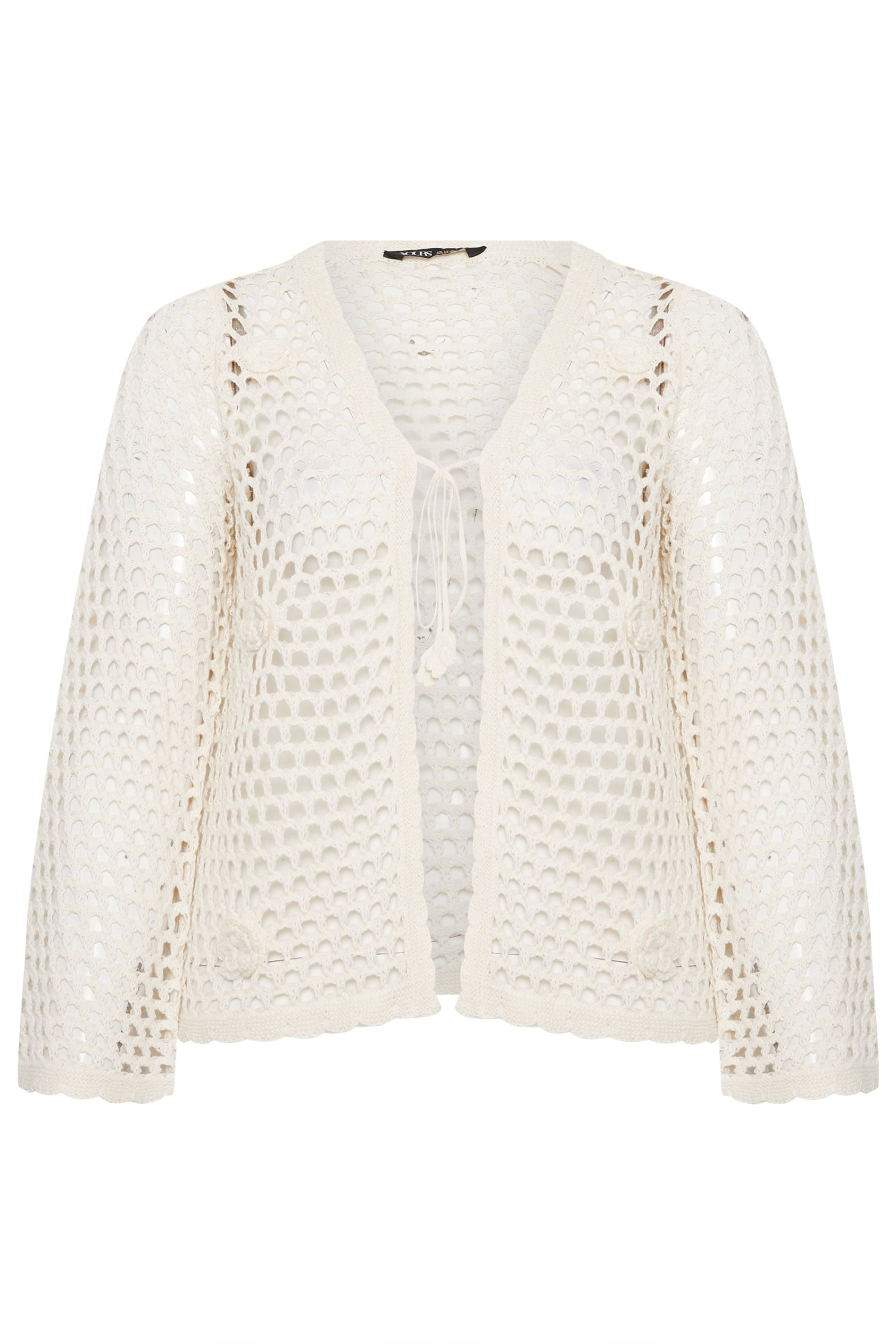 YOURS Plus Size Ivory White Flower Applique Cardigan | Yours Clothing 5