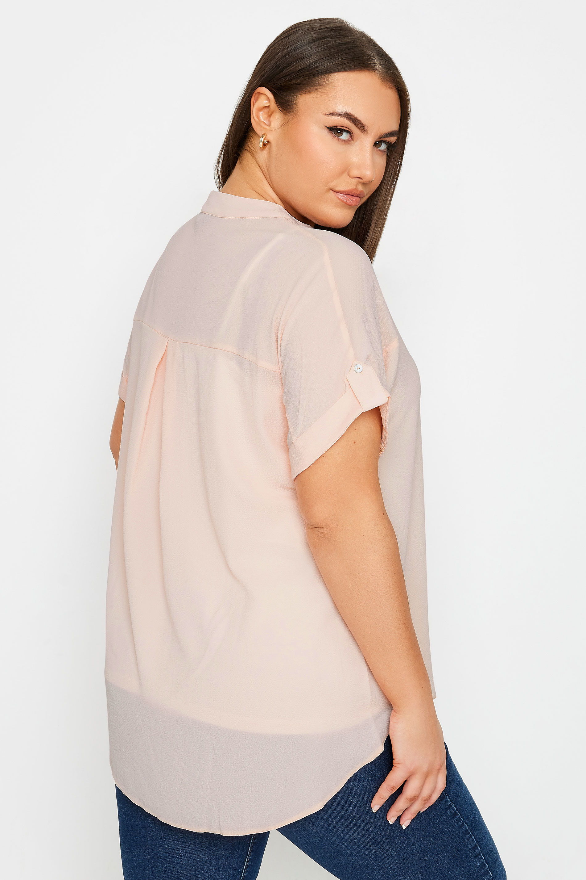 YOURS Plus Size Light Pink Button Through Shirt | Yours Clothing 3