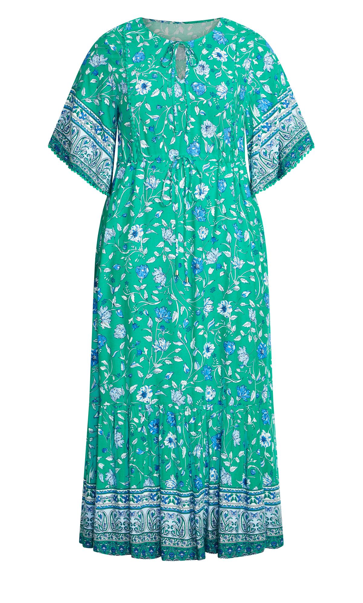 Evans Teal Green Floral Border Print Maxi Dress 3