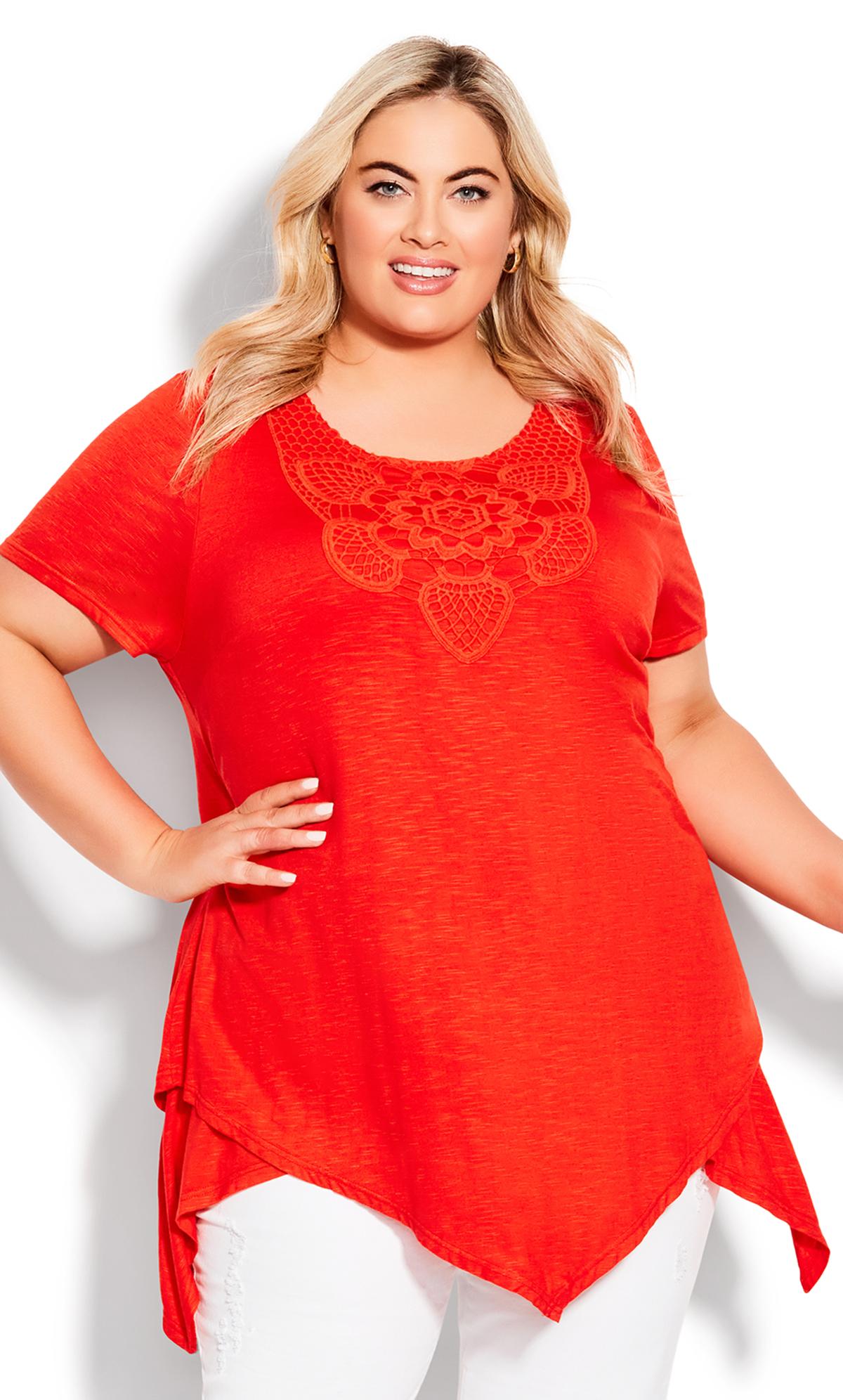 Evans Red Embroidered Hanky Hem Tunic 2