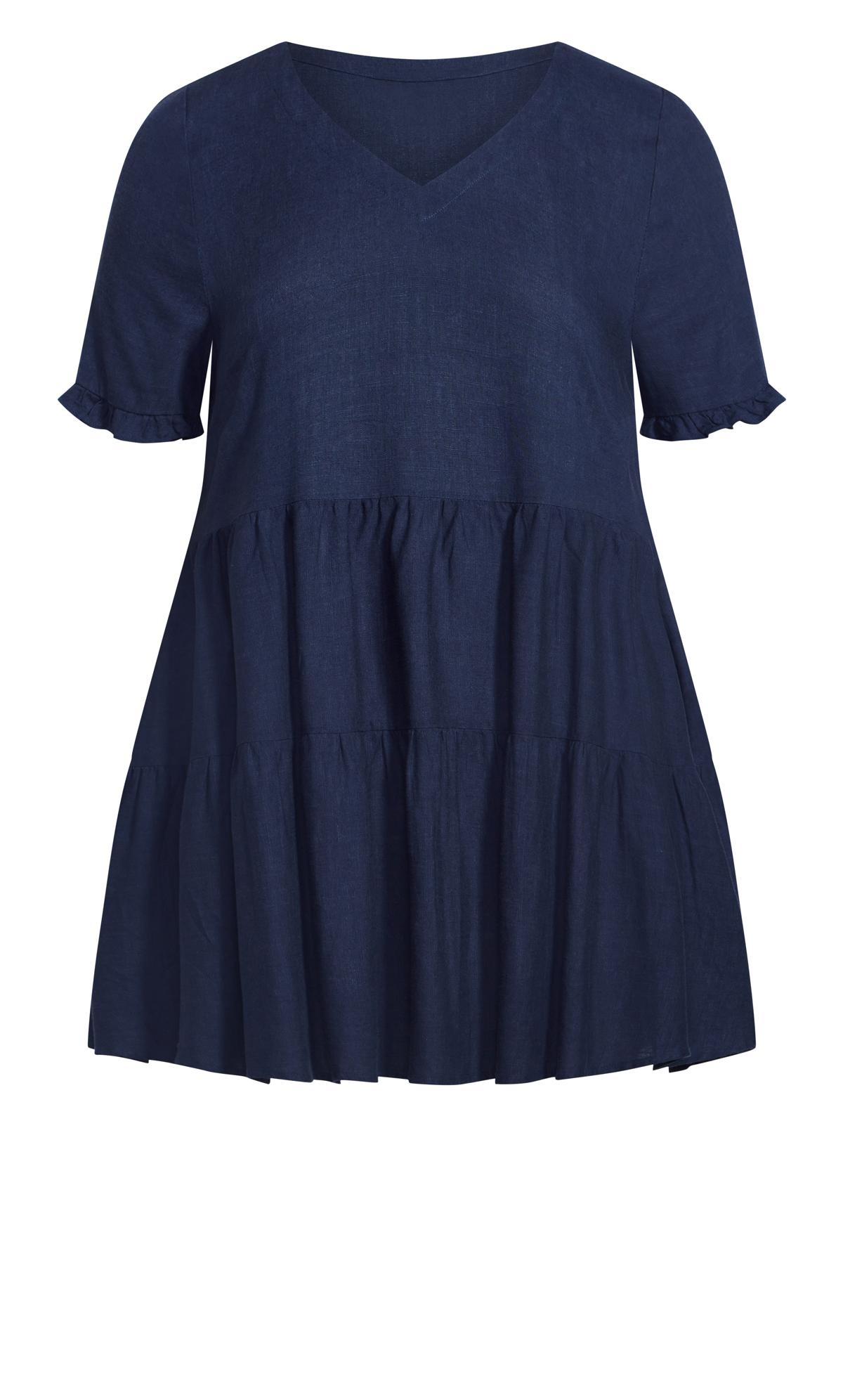Evans Navy Blue Smock Mini Dress 3