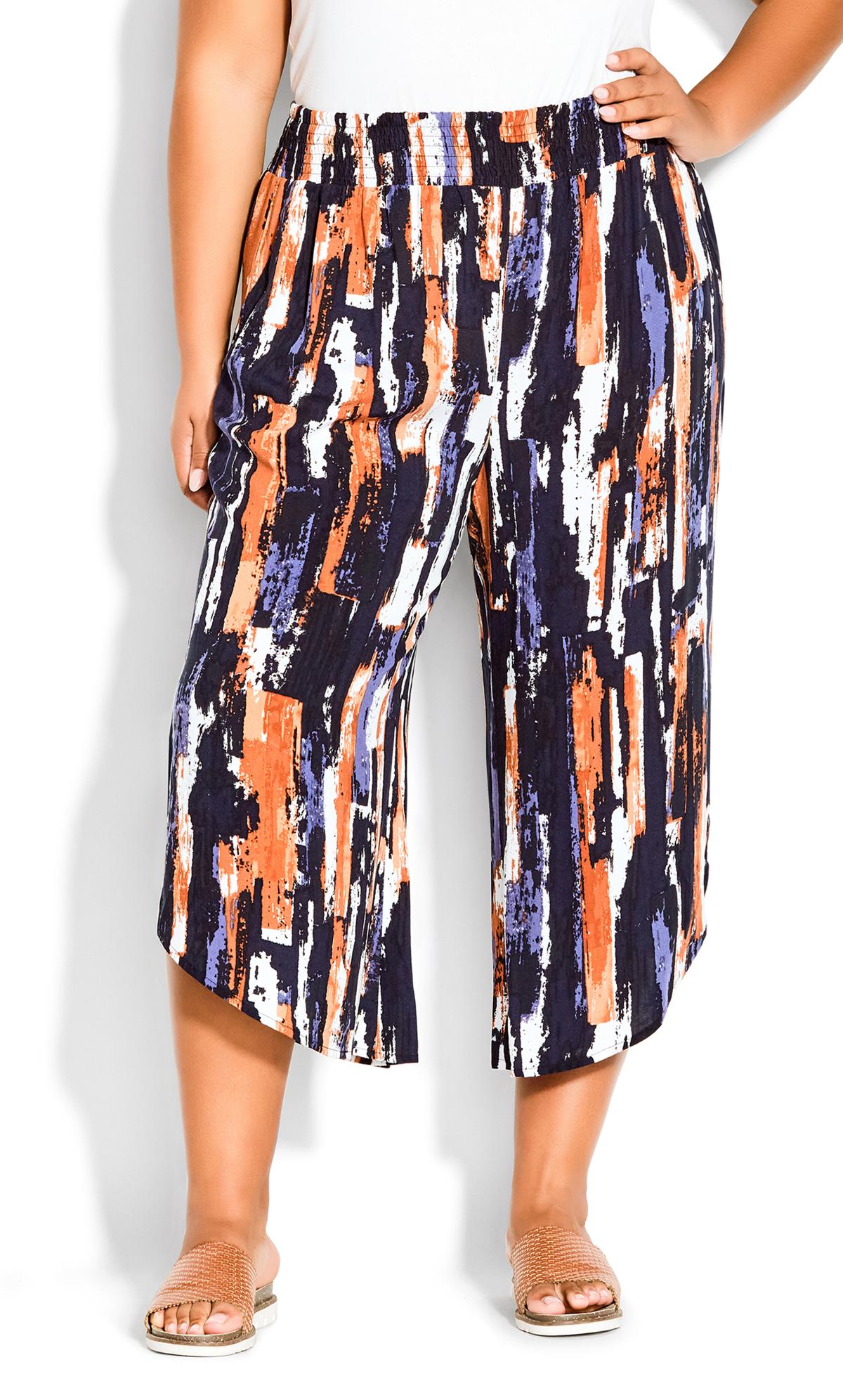 Evans Navy Blue Abstract Stripe Culottes 2